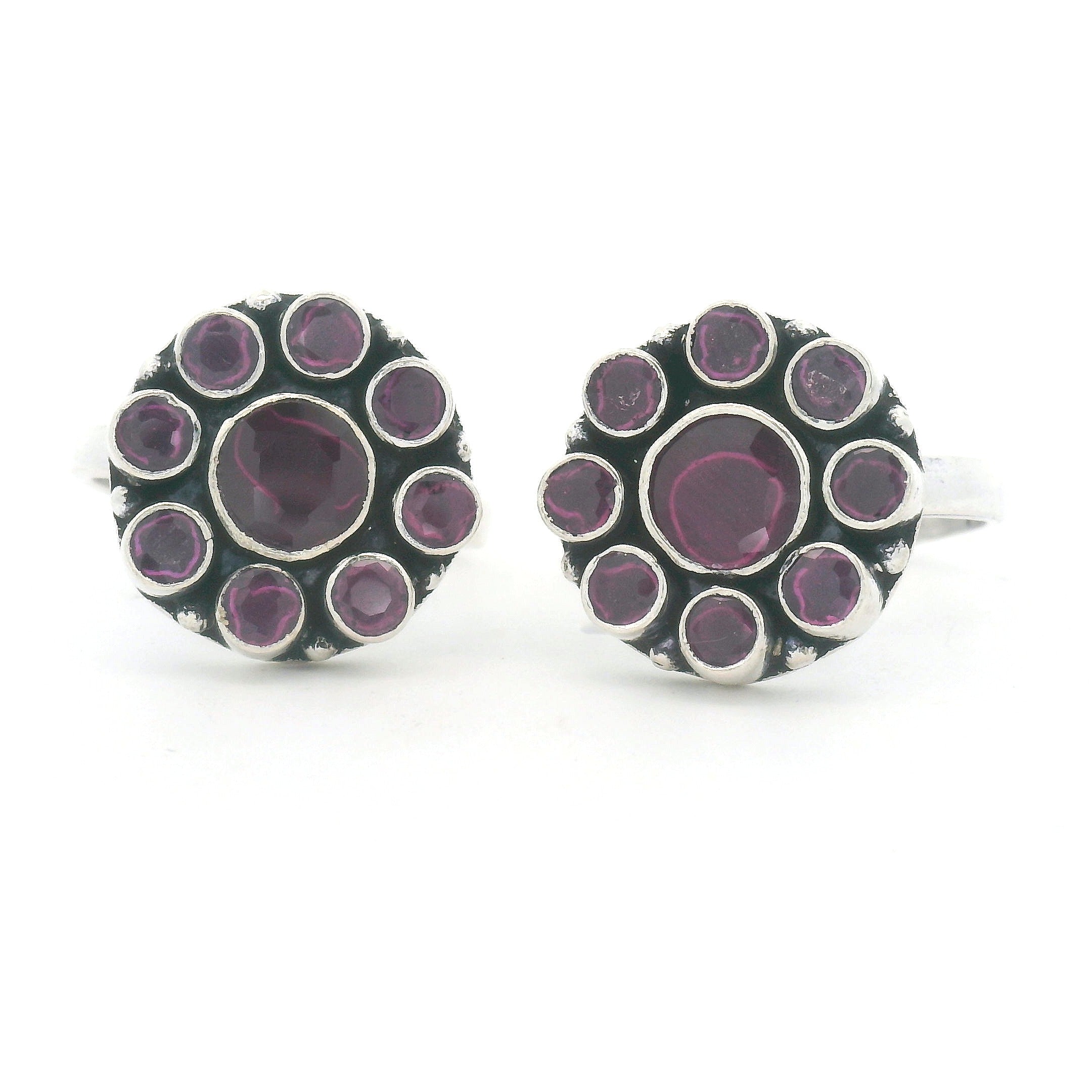 Silver and Garnet Toe Rings