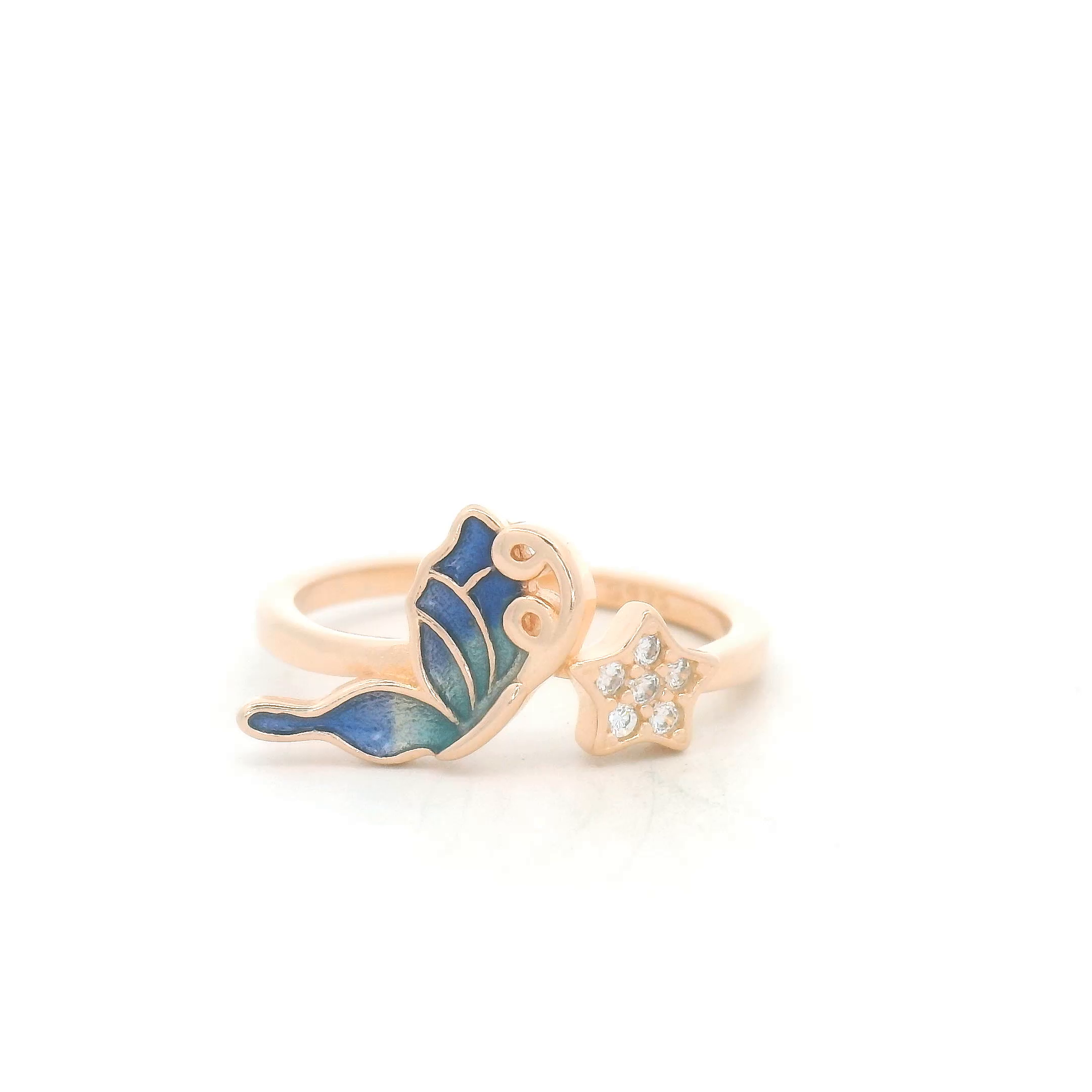 Butterfly and Flower Ring Set