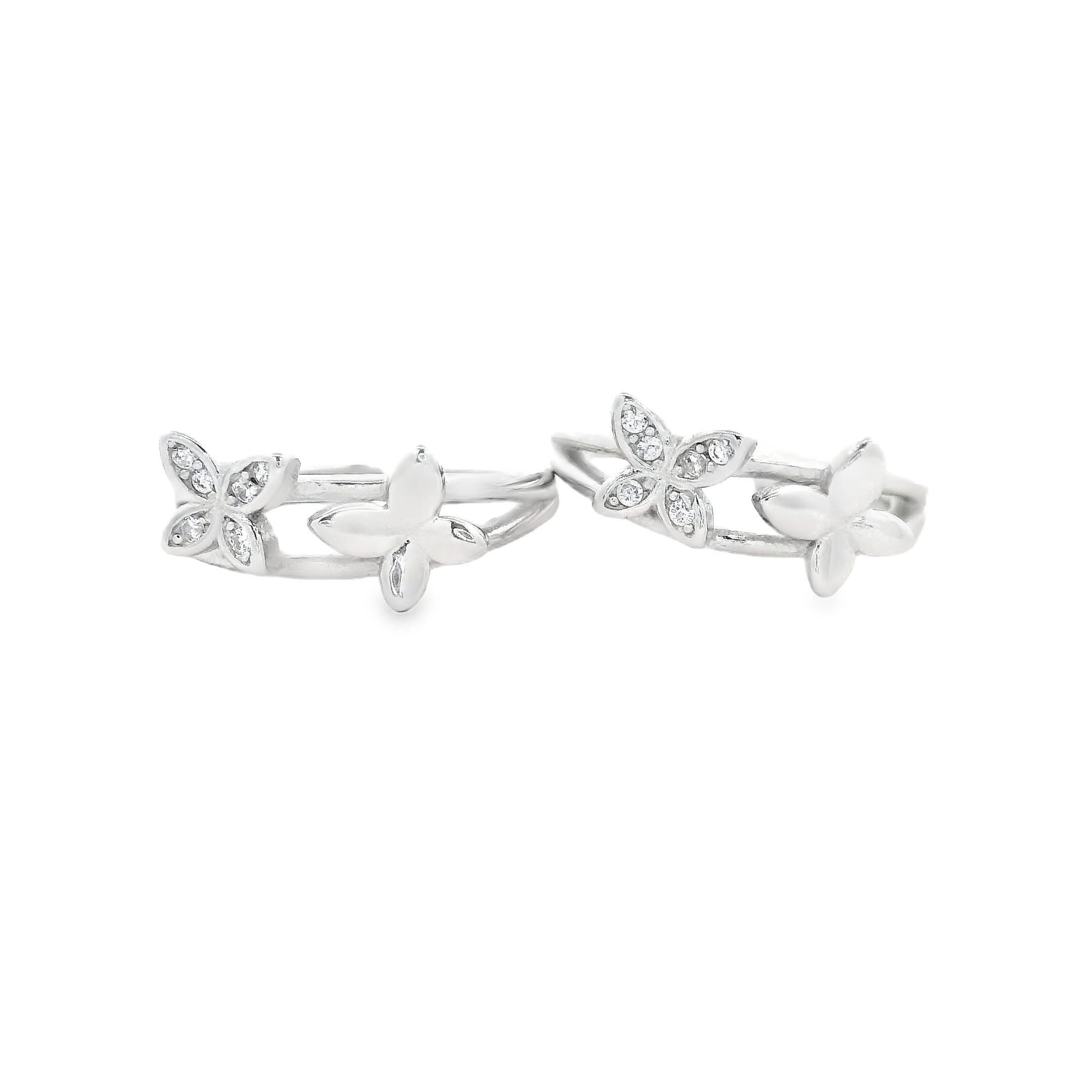 Flower Silver Toe Rings with Stones