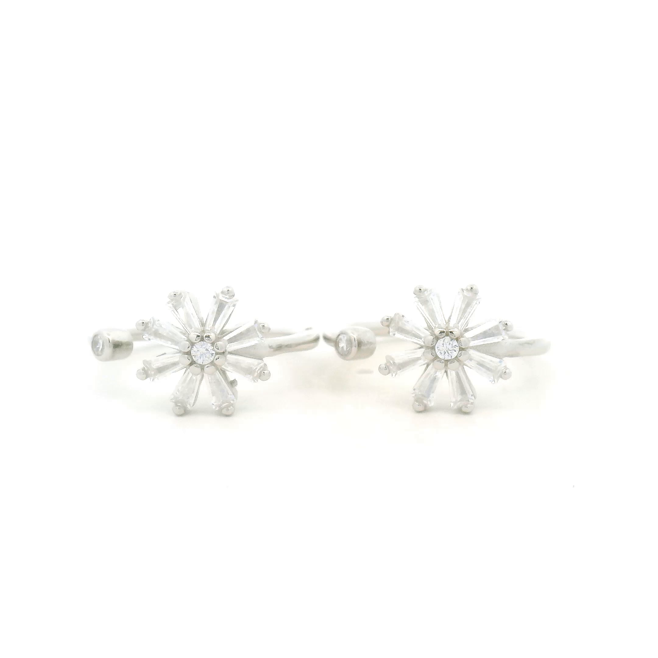 Floral Silver Radiate Toe Rings