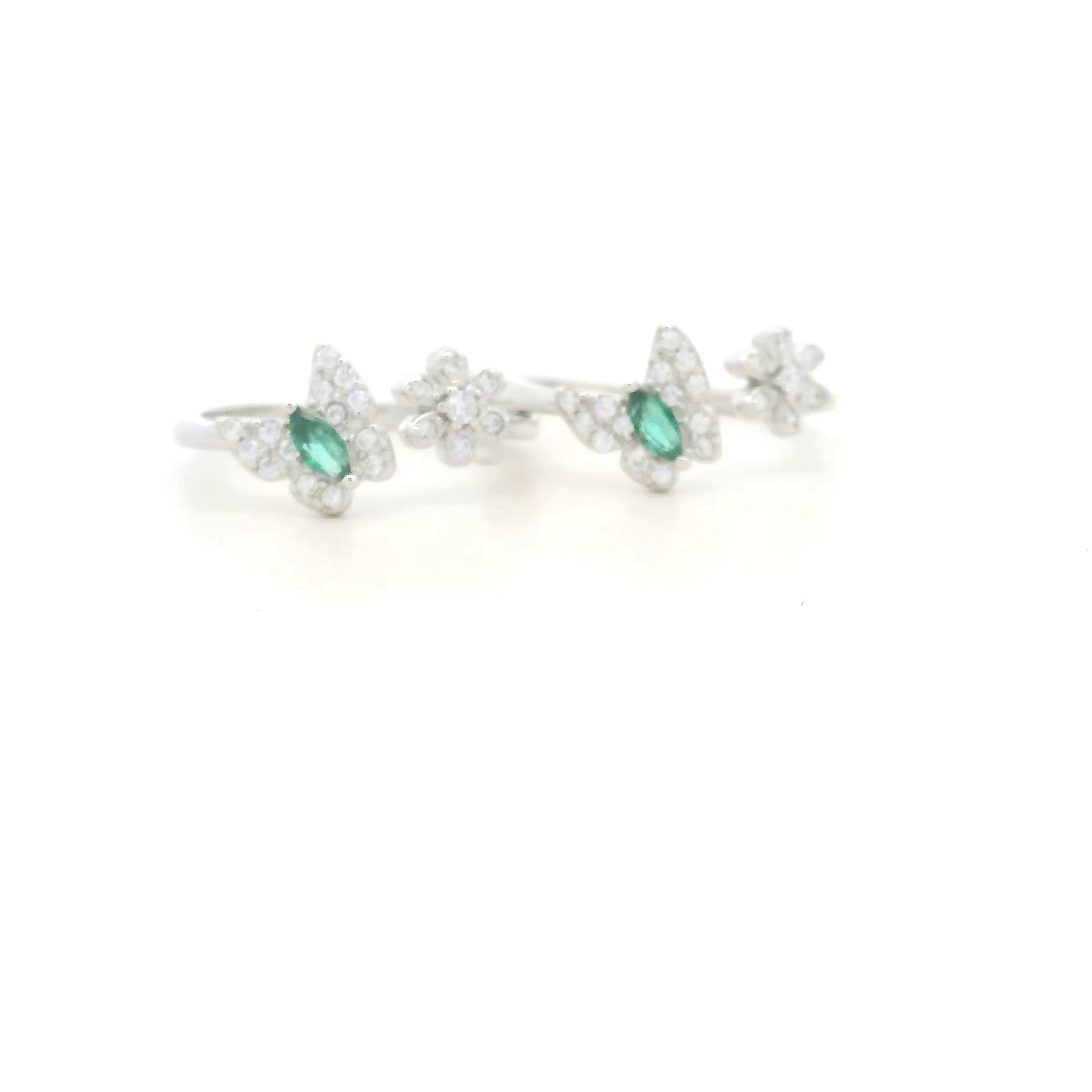 Emerald and Silver CZ Toe Ring