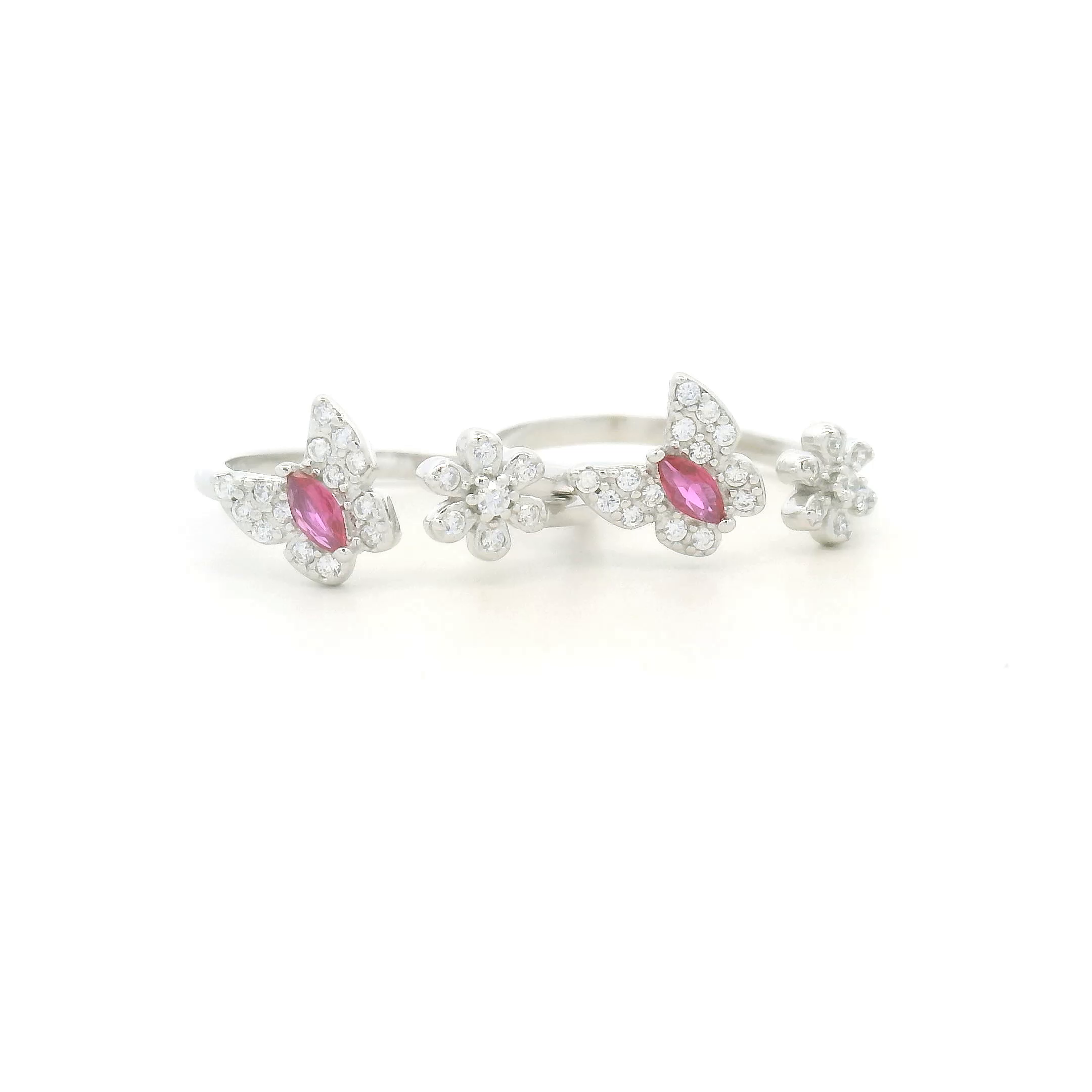 Butterfly Pink Gemstone Toe Rings
