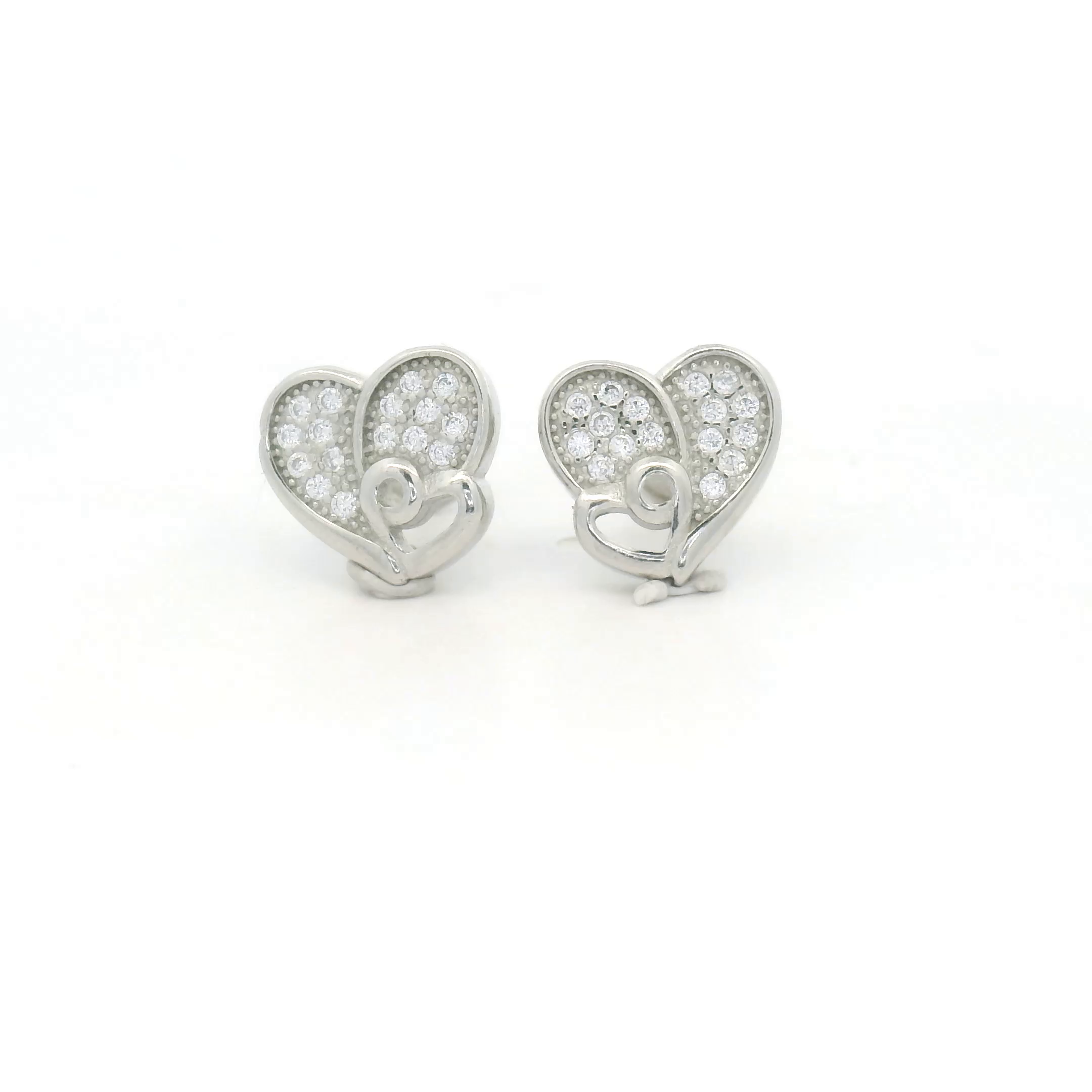 925 Pure Silver Heart-Shaped Earrings