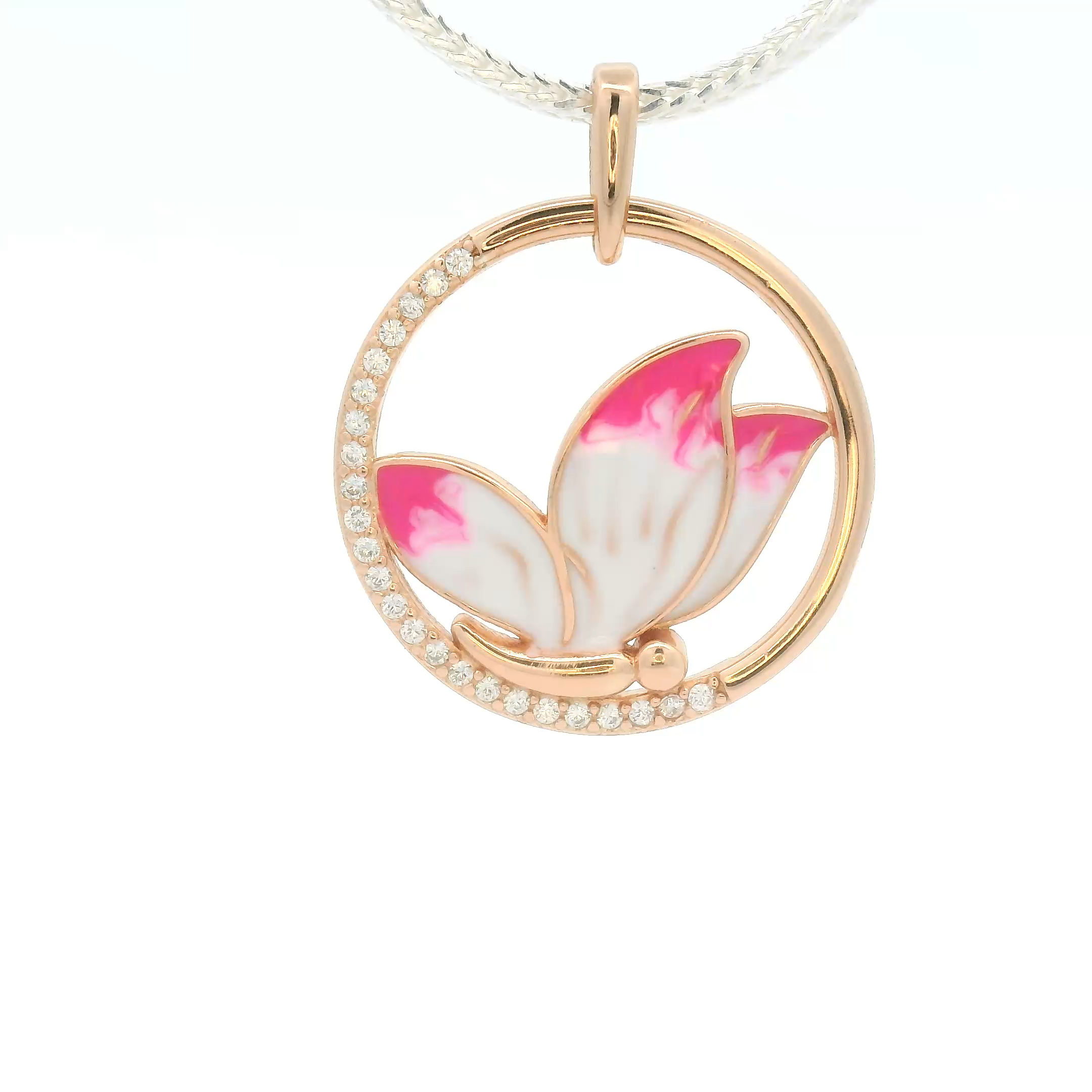Rose Gold Pink Beautiful Butterfly Pendant