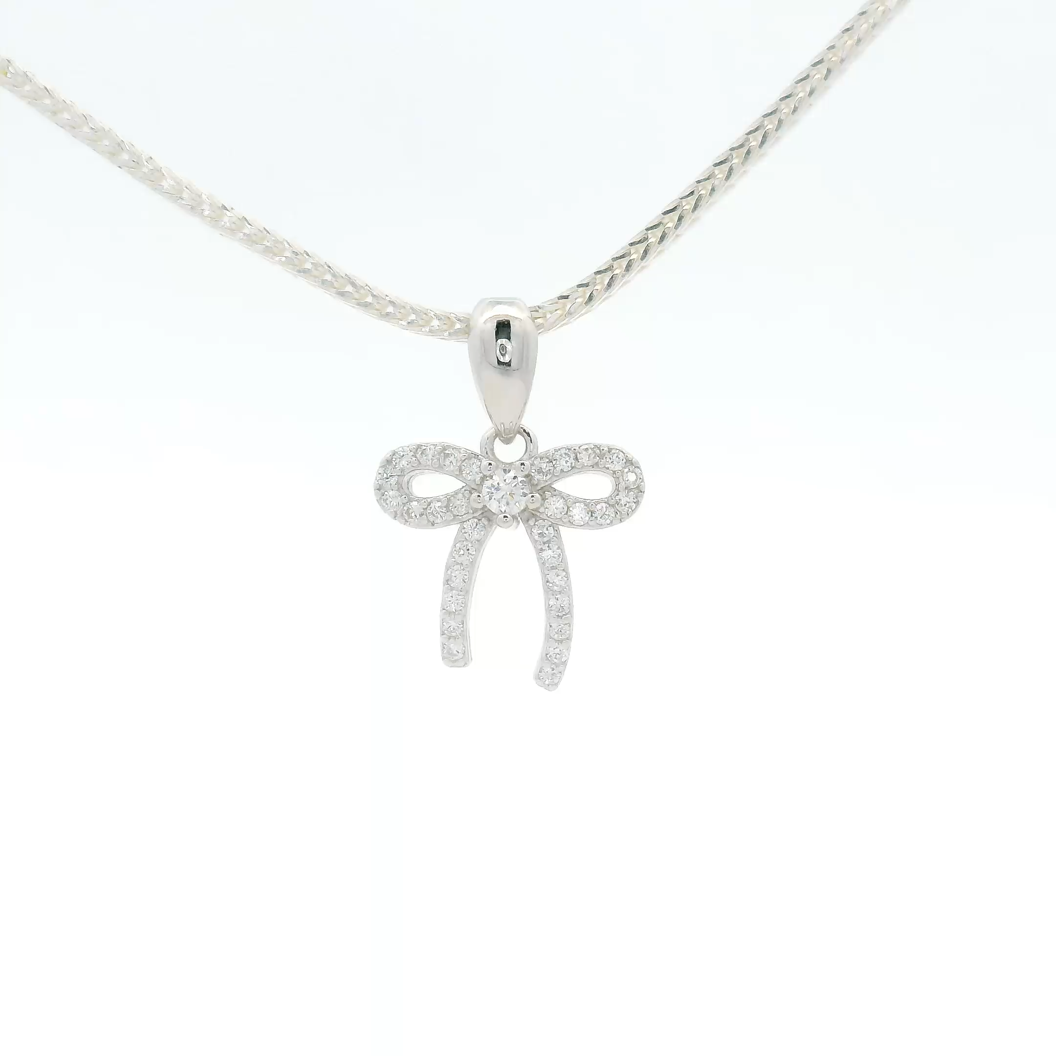 Elegant Silver Bow Pendant for Women