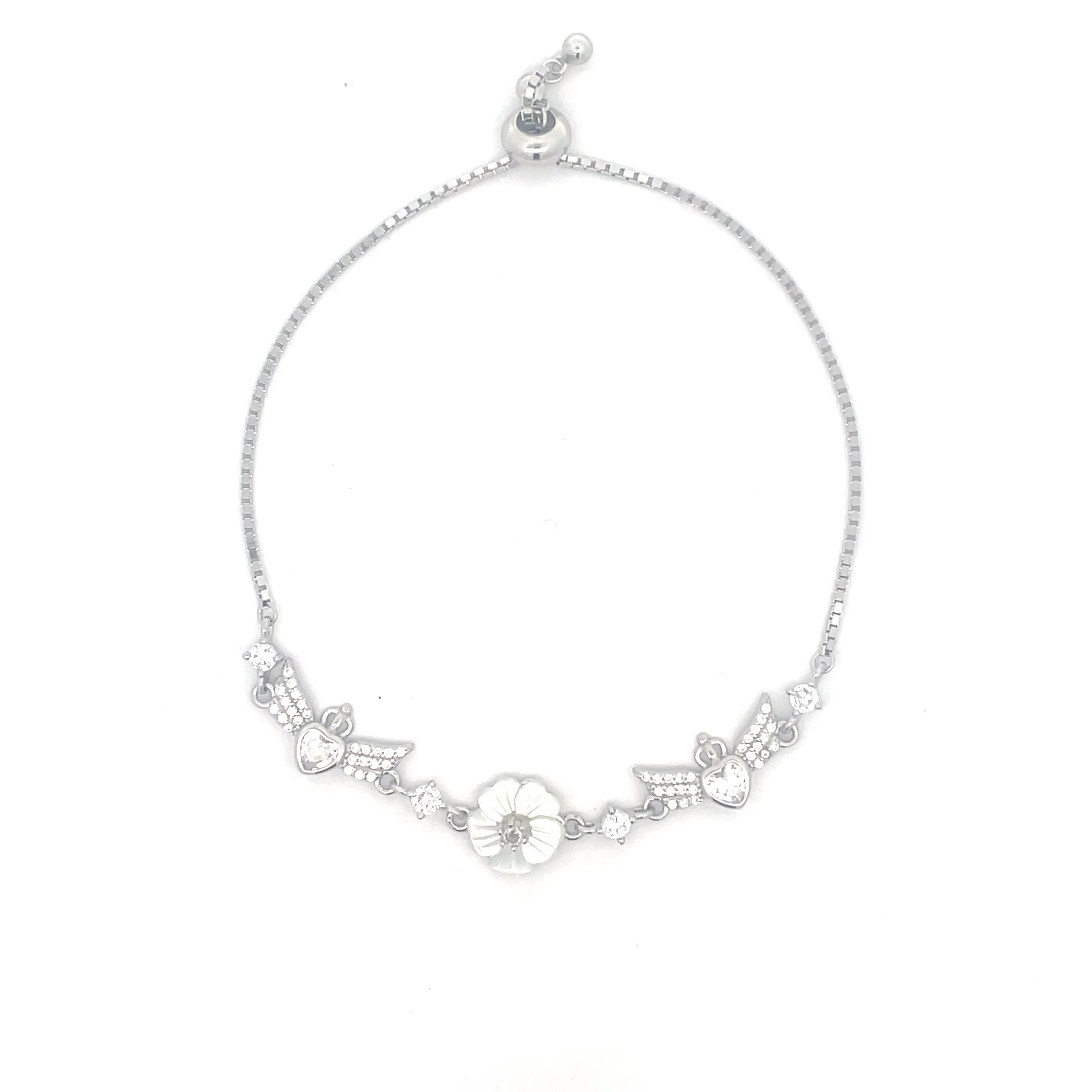 925 Silver Flower Bracelet for Girls - Main Image
