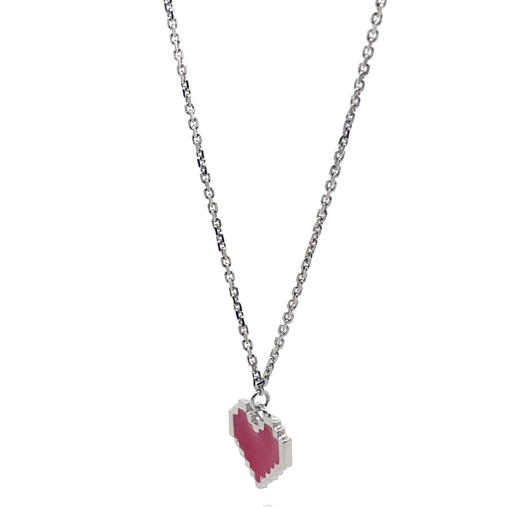 Charming Pixel Heart Pendant Necklace