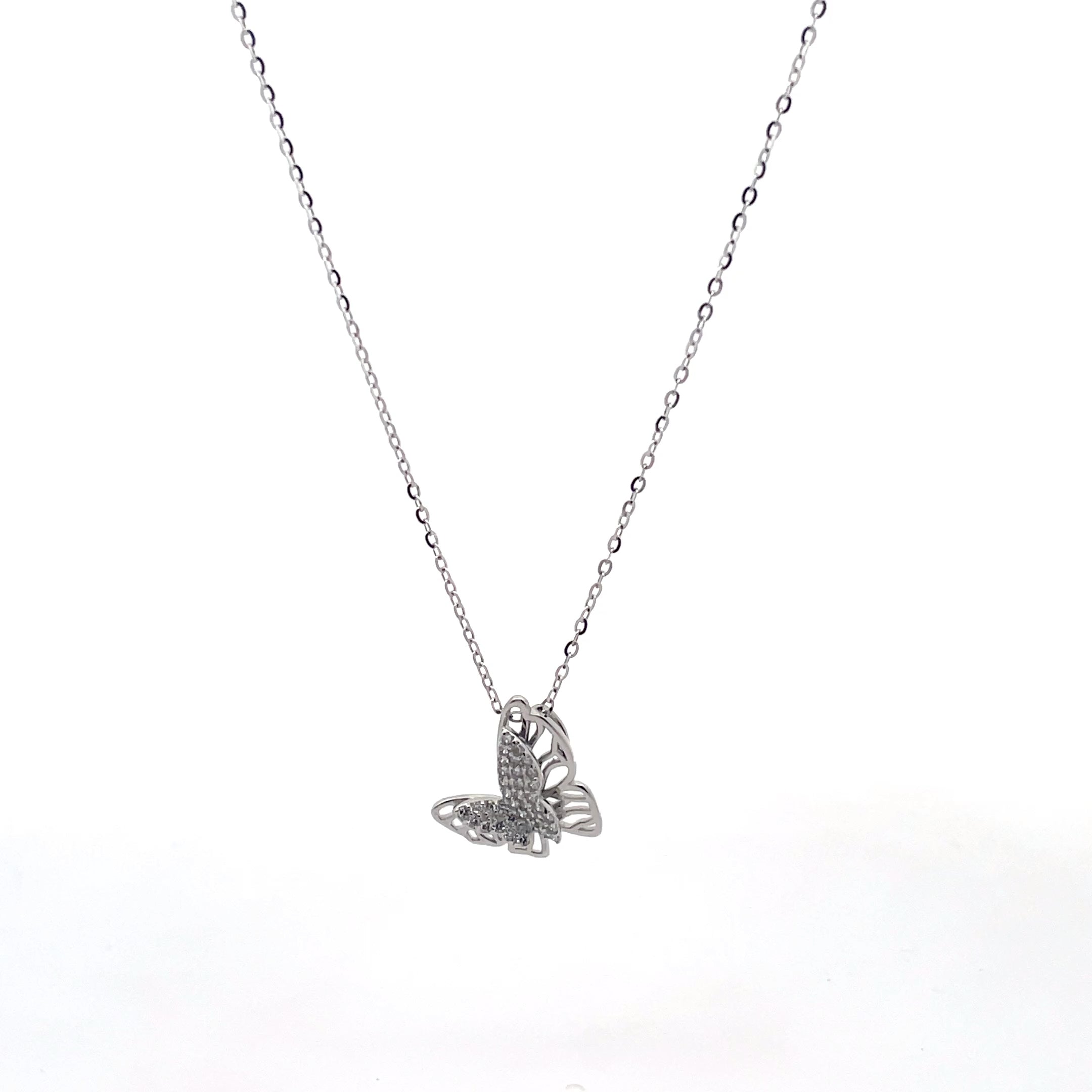 Silver Butterfly Pendant Necklace
