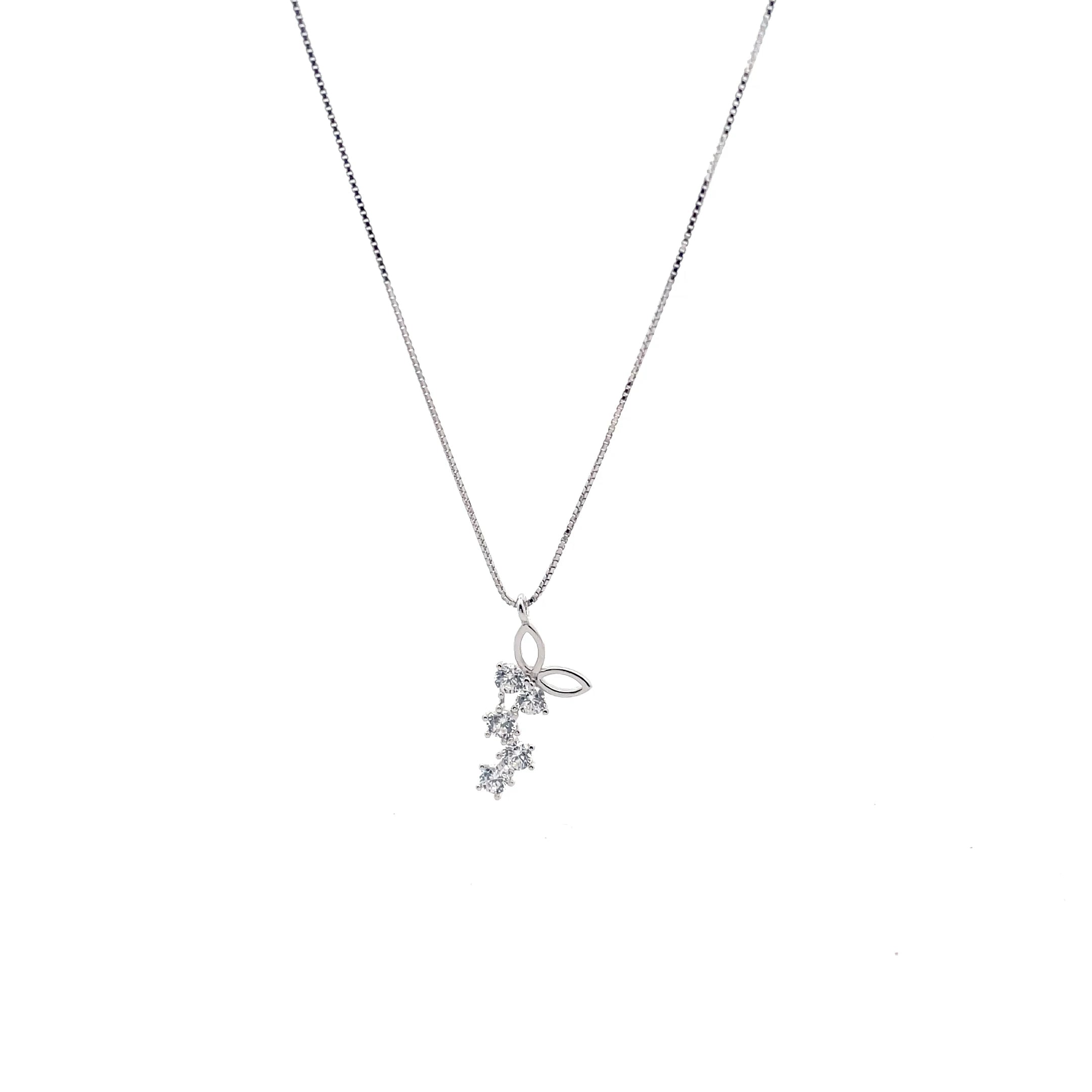 Womens Silver Floral Pendant Chain