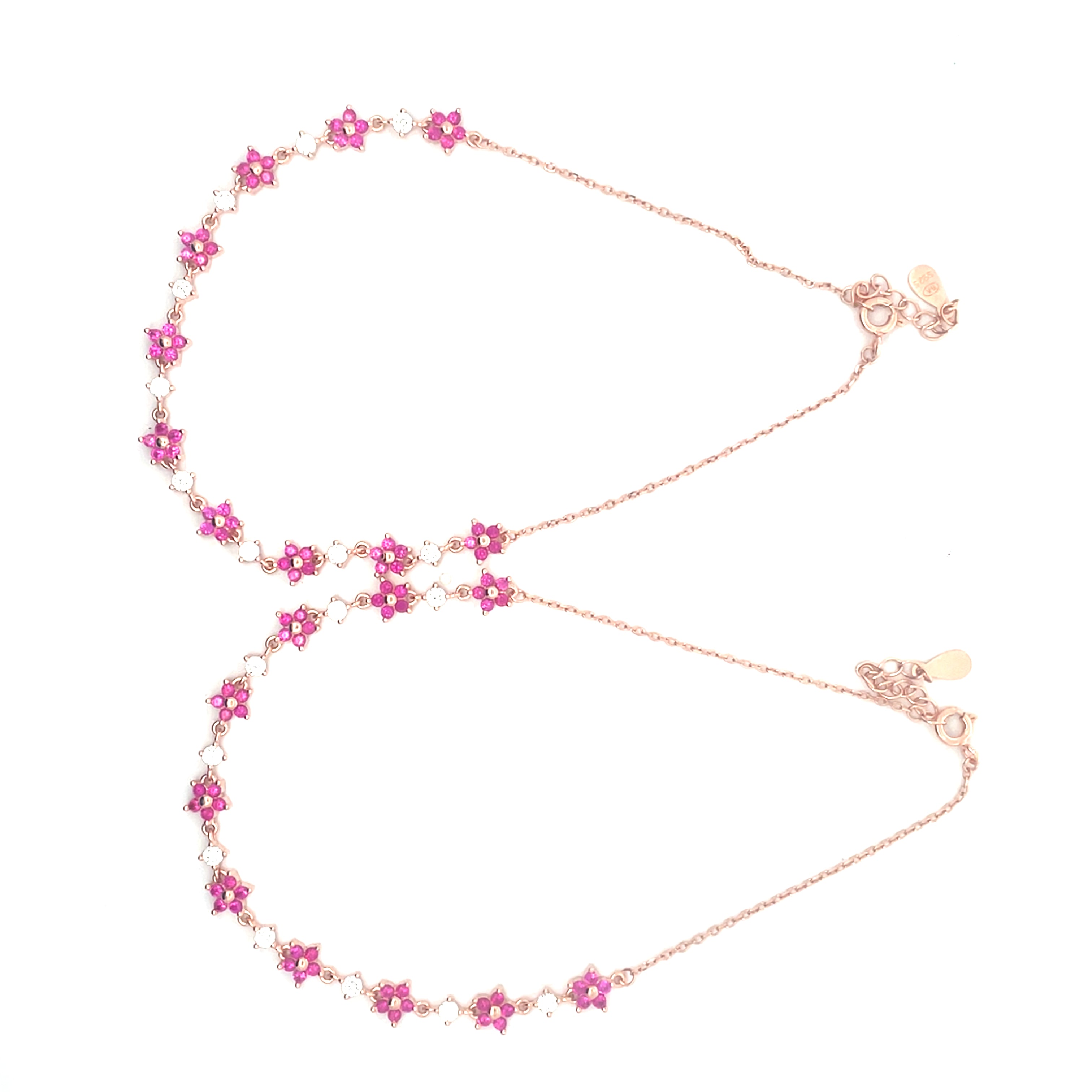 Rose Gold Pink Flower Anklets