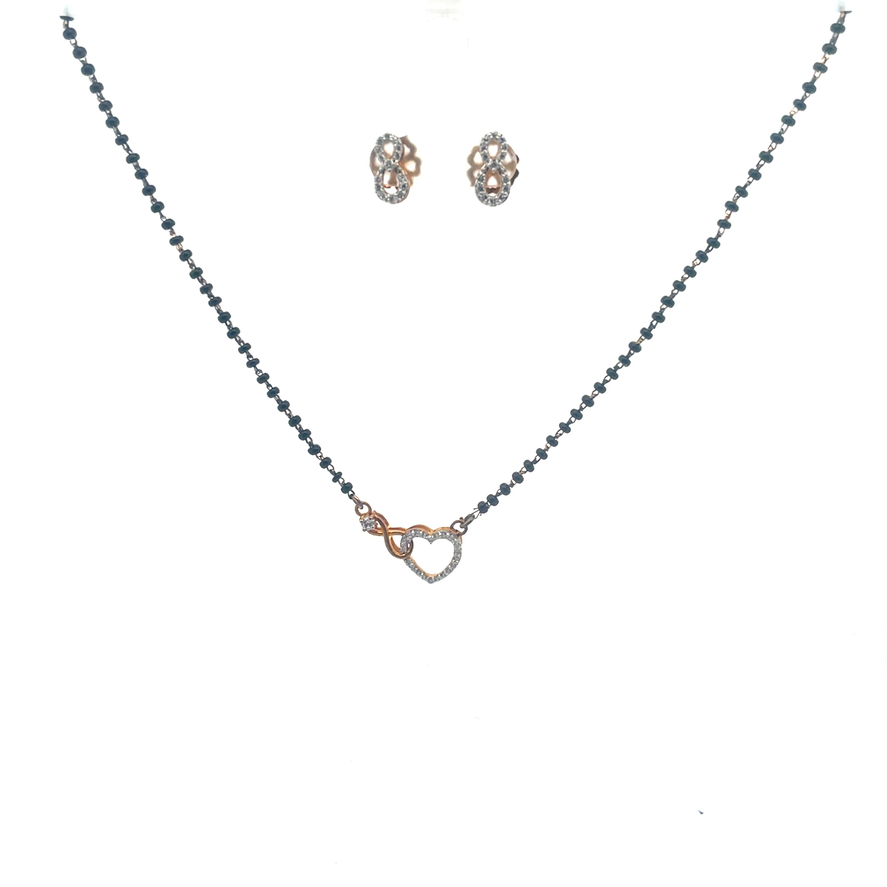 Heart Mangal sutra with Earrings Set