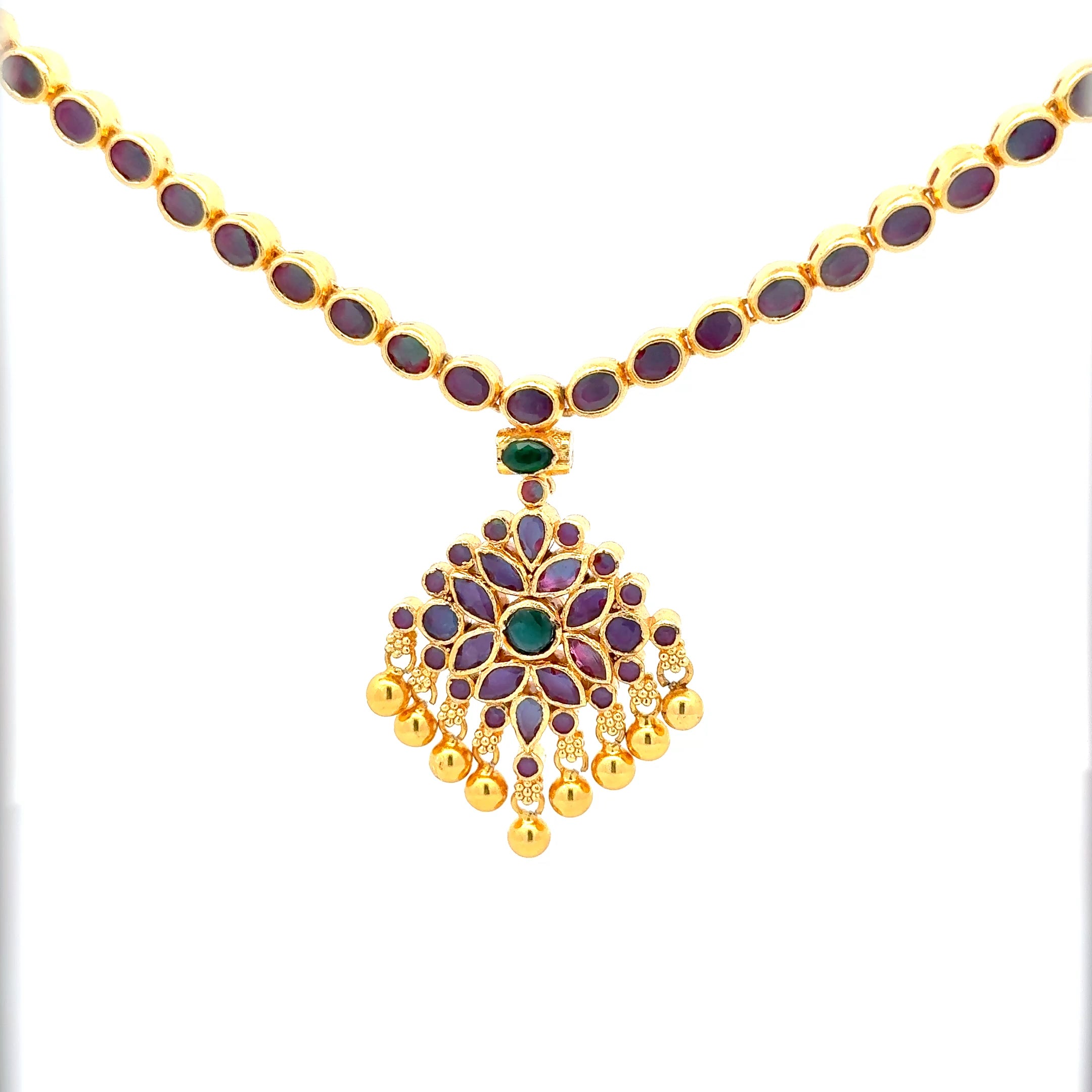 Gold Necklace with Gemstones