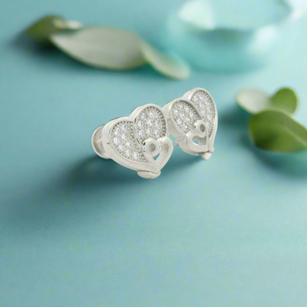 925 Pure Silver Heart-Shaped Earrings