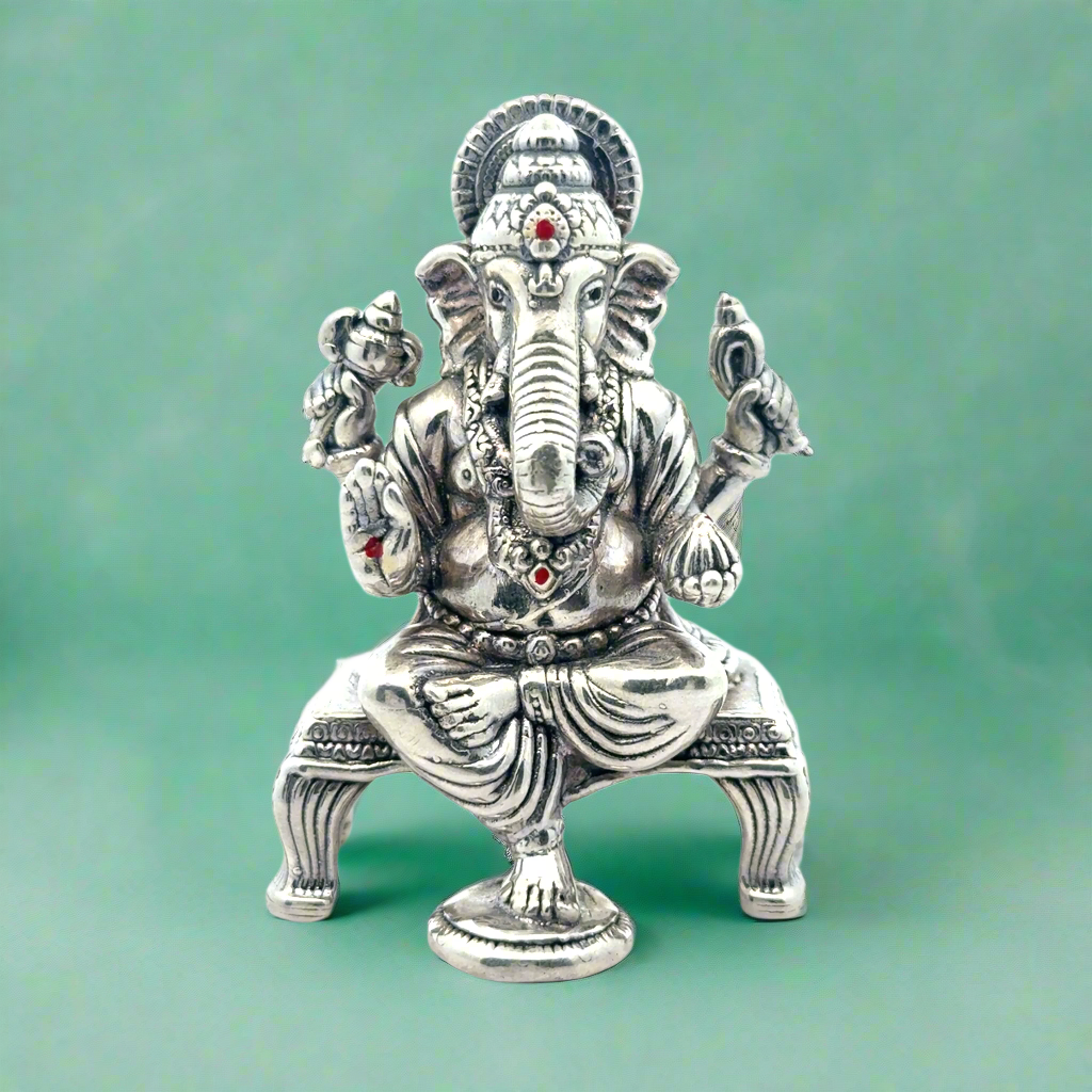 Oxidised Silver Ganesh Statue