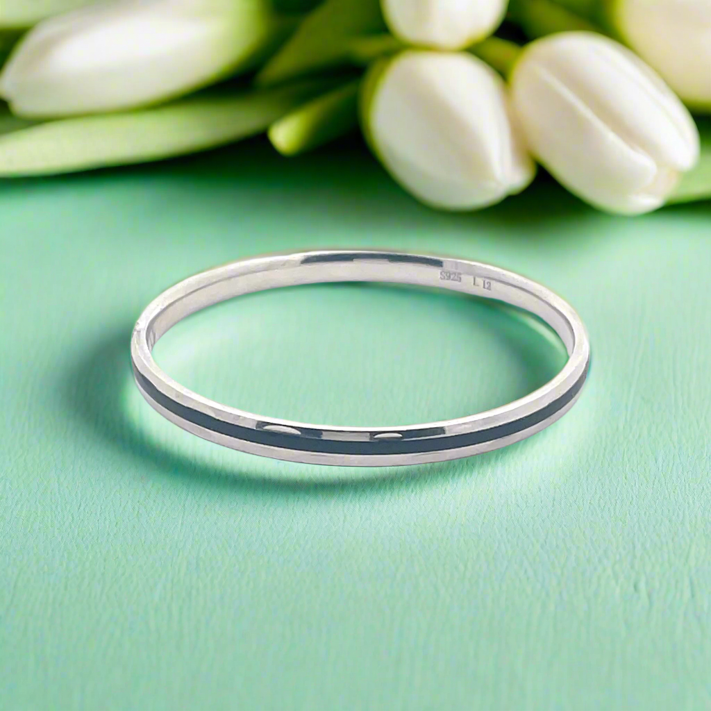 Silver bracelets with Black Accent