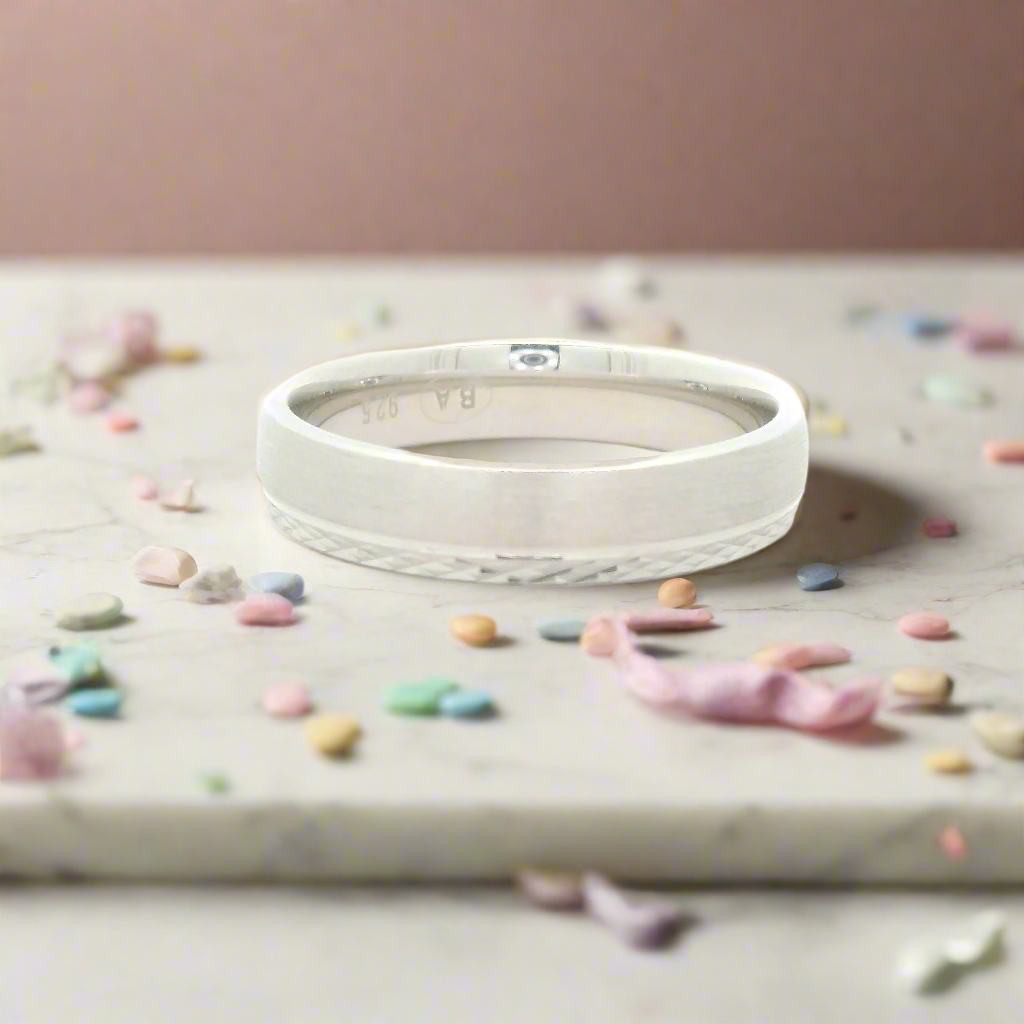 Silver Ring with Textured Design