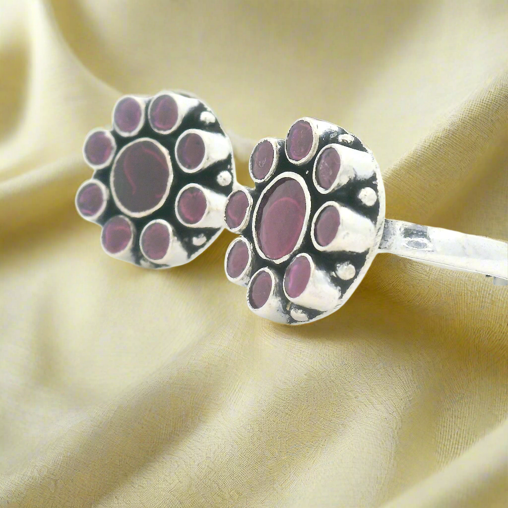 Silver and Garnet Toe Rings