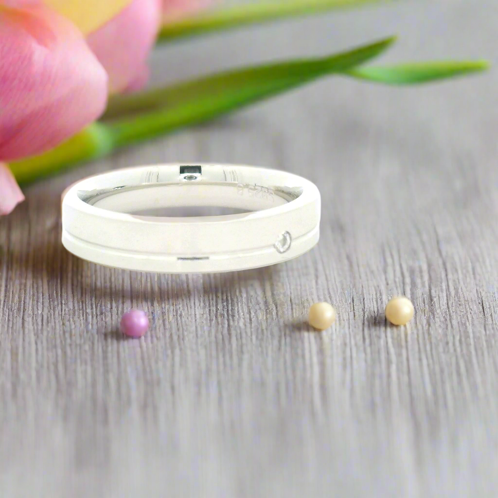 White Mens Ring with Gemstone