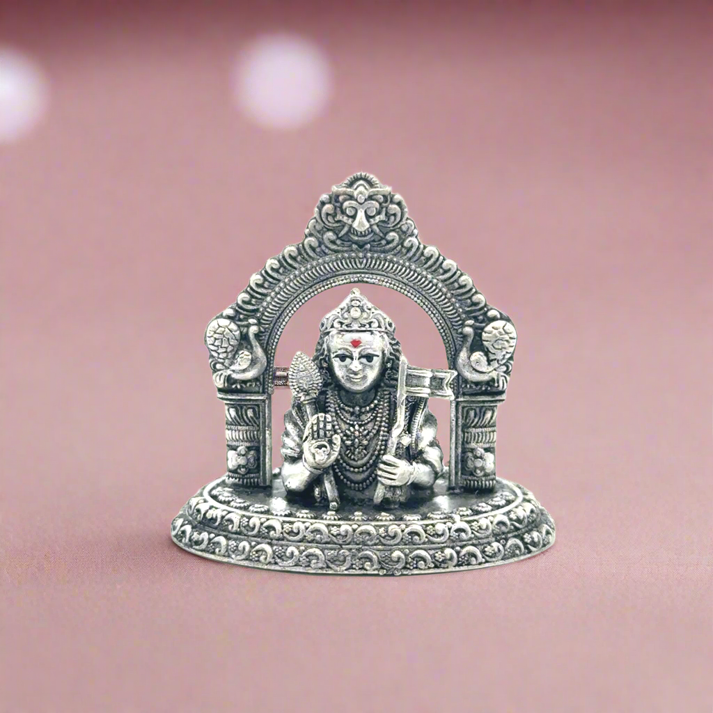 Murugan Intricate Silver Statue of Deity