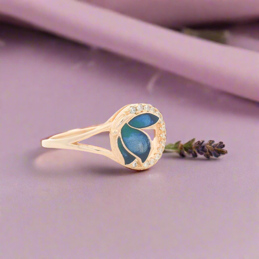 Blue Leaf Design Ring