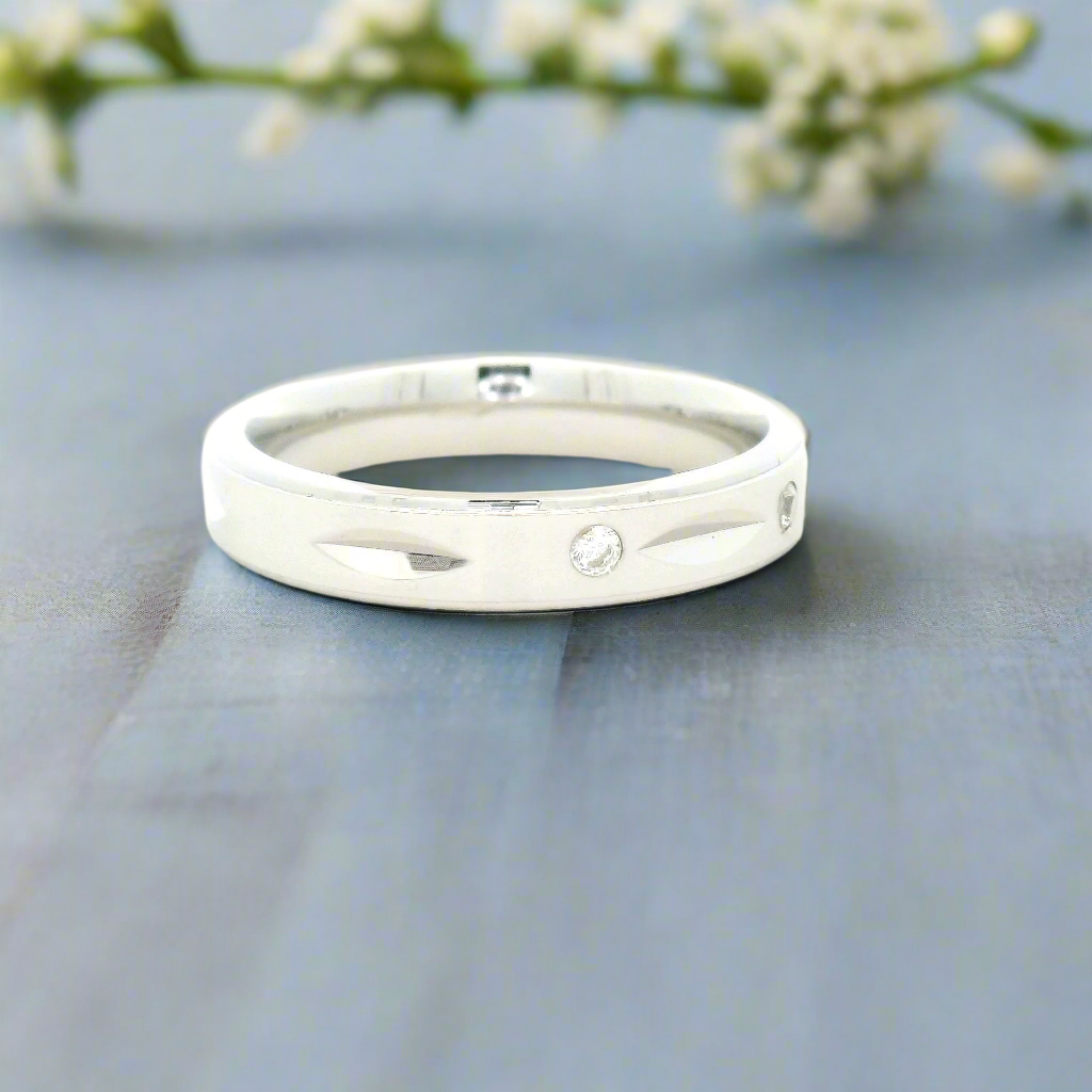 Regular Use Silver Mens Ring with Diamonds