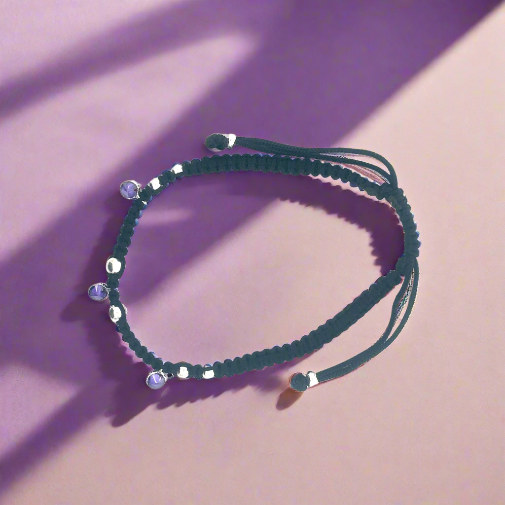 Gemstone Black Cord Anklets