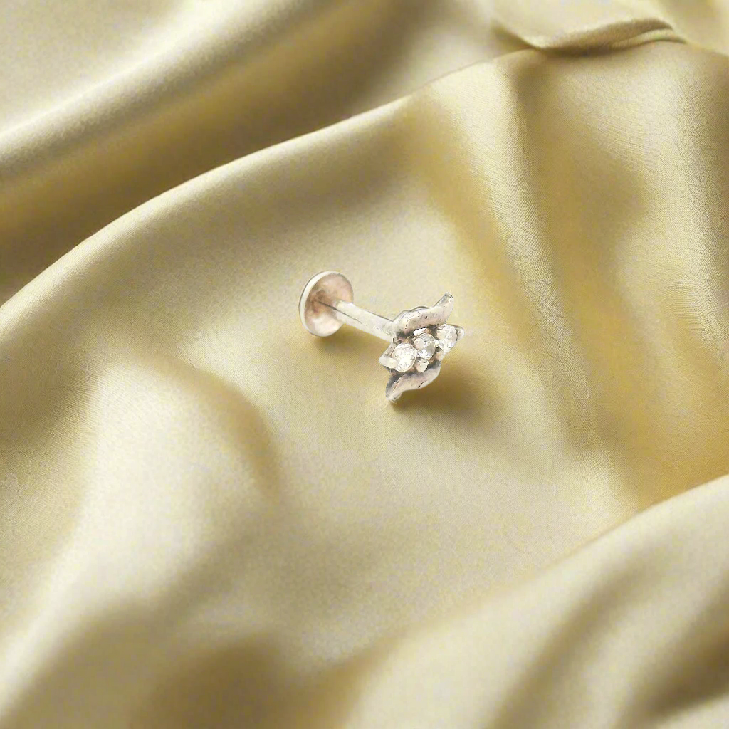 Silver Nose Pin with Sparkling Stones