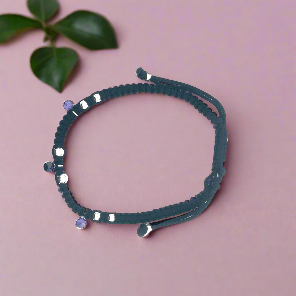 Womens Black Cord Anklets