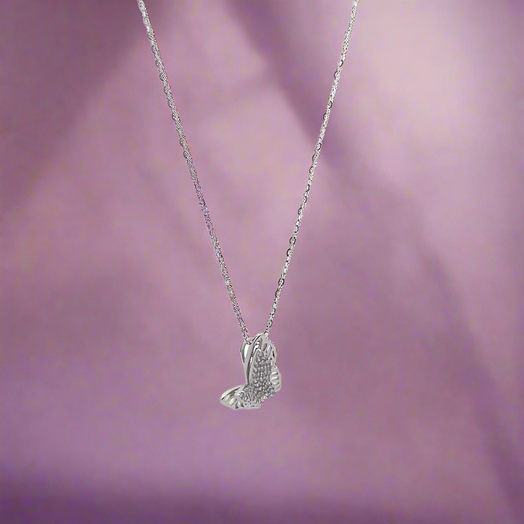 Silver Butterfly Pendant Necklace
