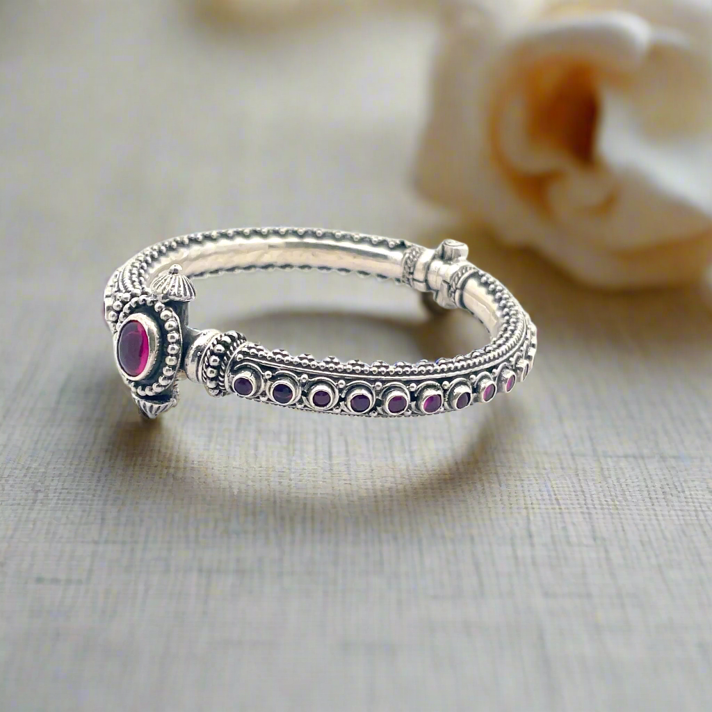 Elegant Silver and Ruby Bracelet