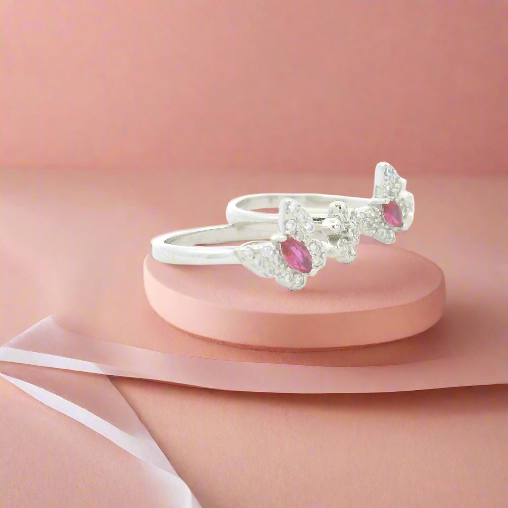 Butterfly Pink Gemstone Toe Rings