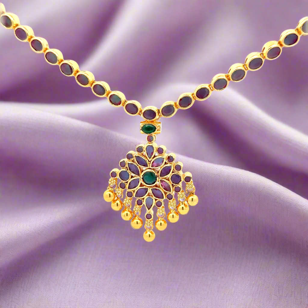 Gold Necklace with Gemstones