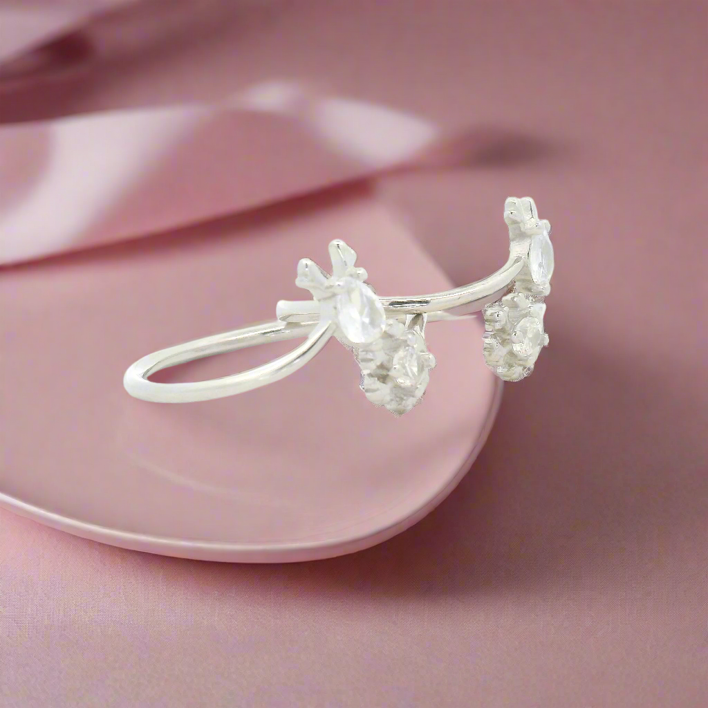 Silver Toe Rings with Sparkling Stones