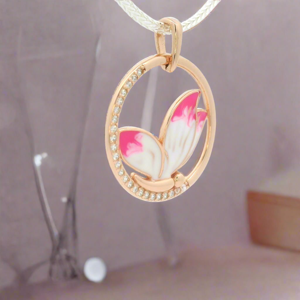 Rose Gold Pink Beautiful Butterfly Pendant