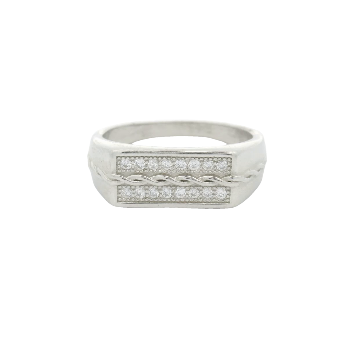 Elegant Silver Ring with Diamond Accents