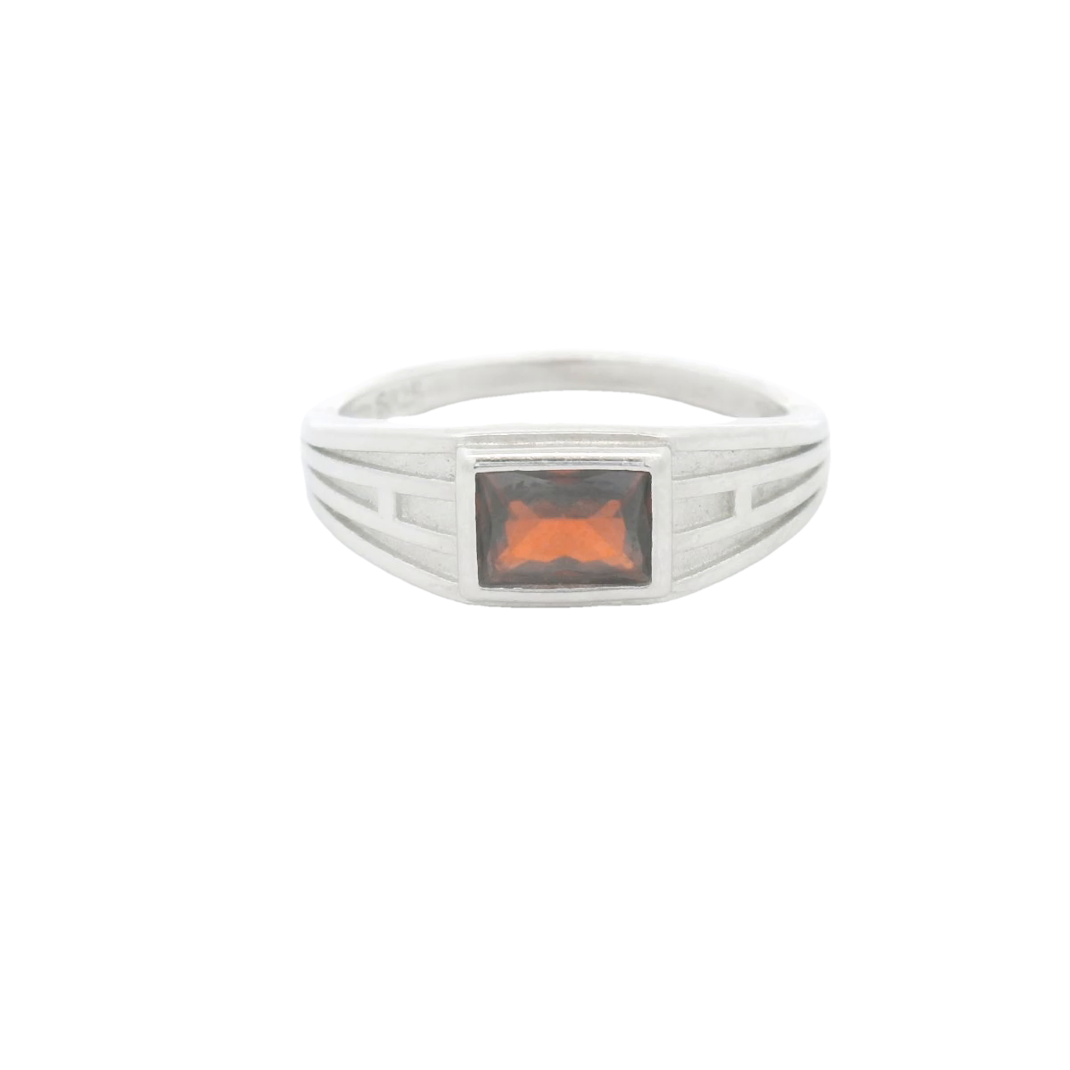 Elegant Silver Ring with Orange Gemstone