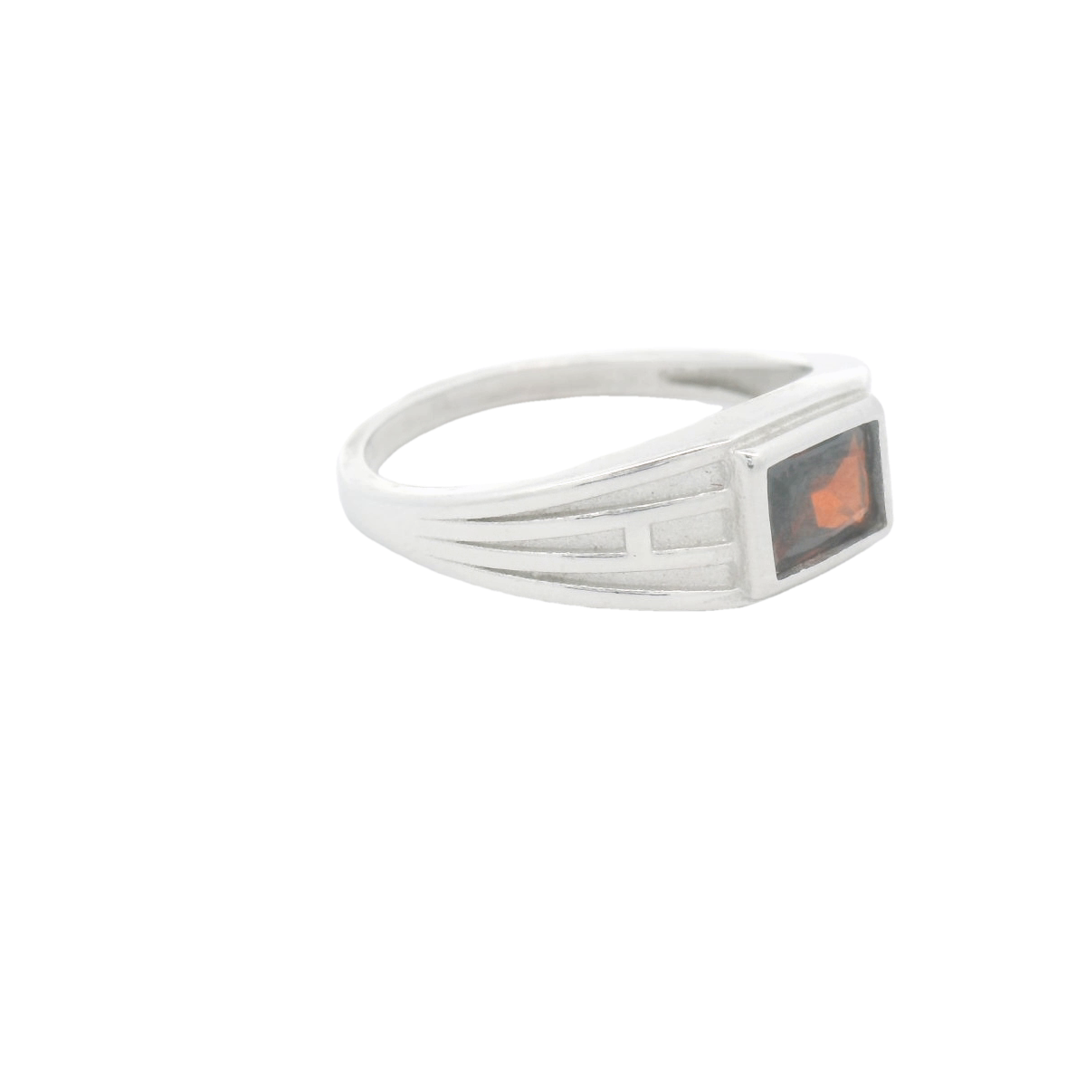Elegant Silver Ring with Orange Gemstone