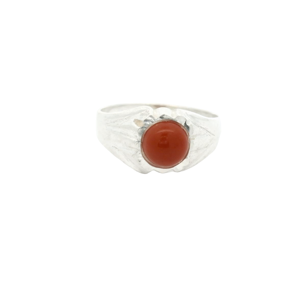 Elegant Silver Ring with Red Stone