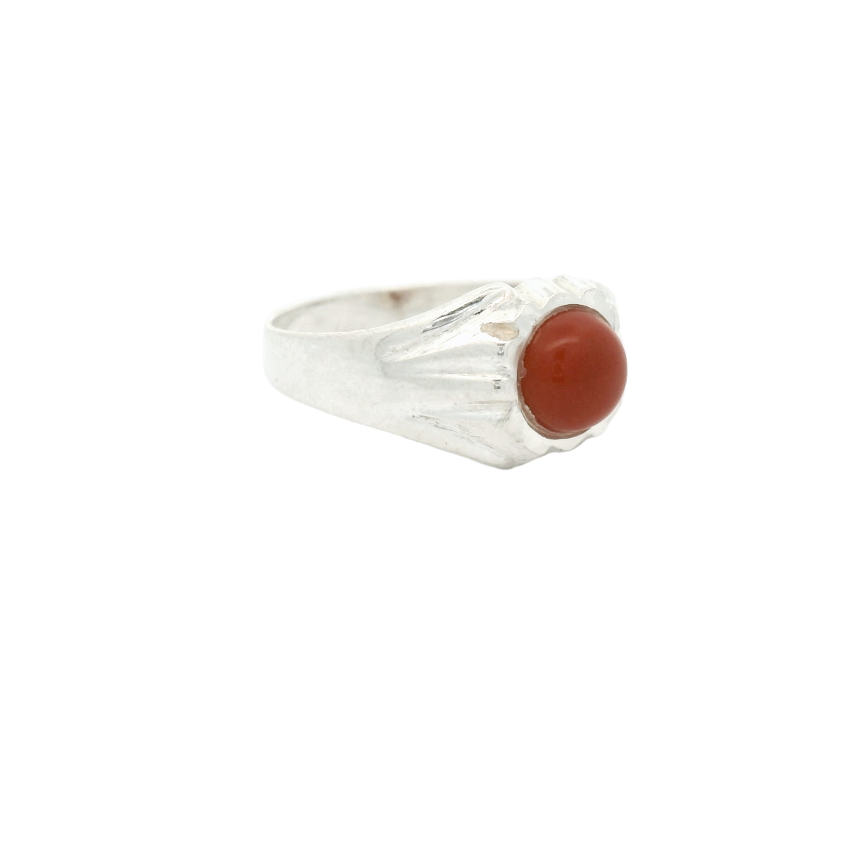 Elegant Silver Ring with Red Stone