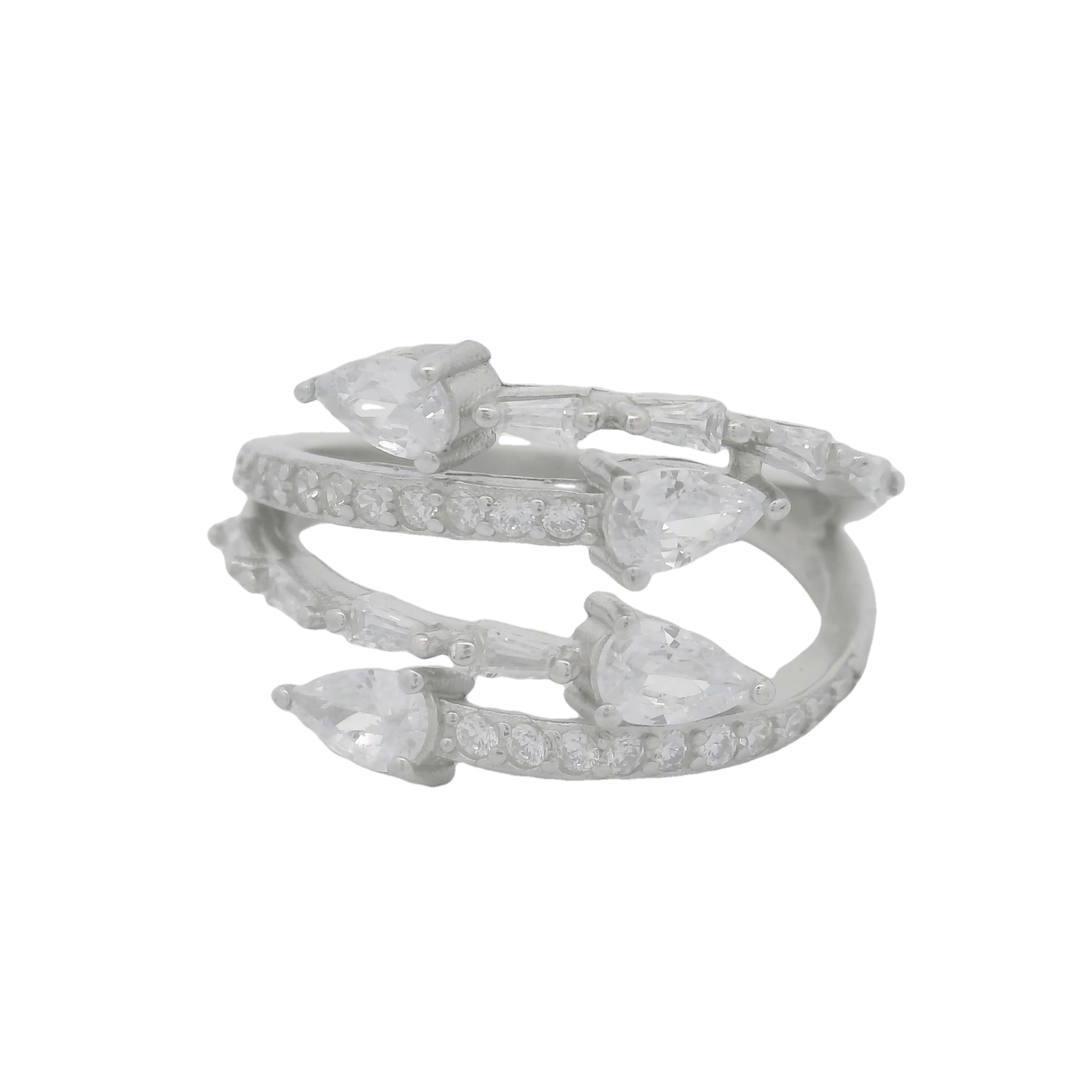 Elegant 925 Silver Diamond-Studded Ring