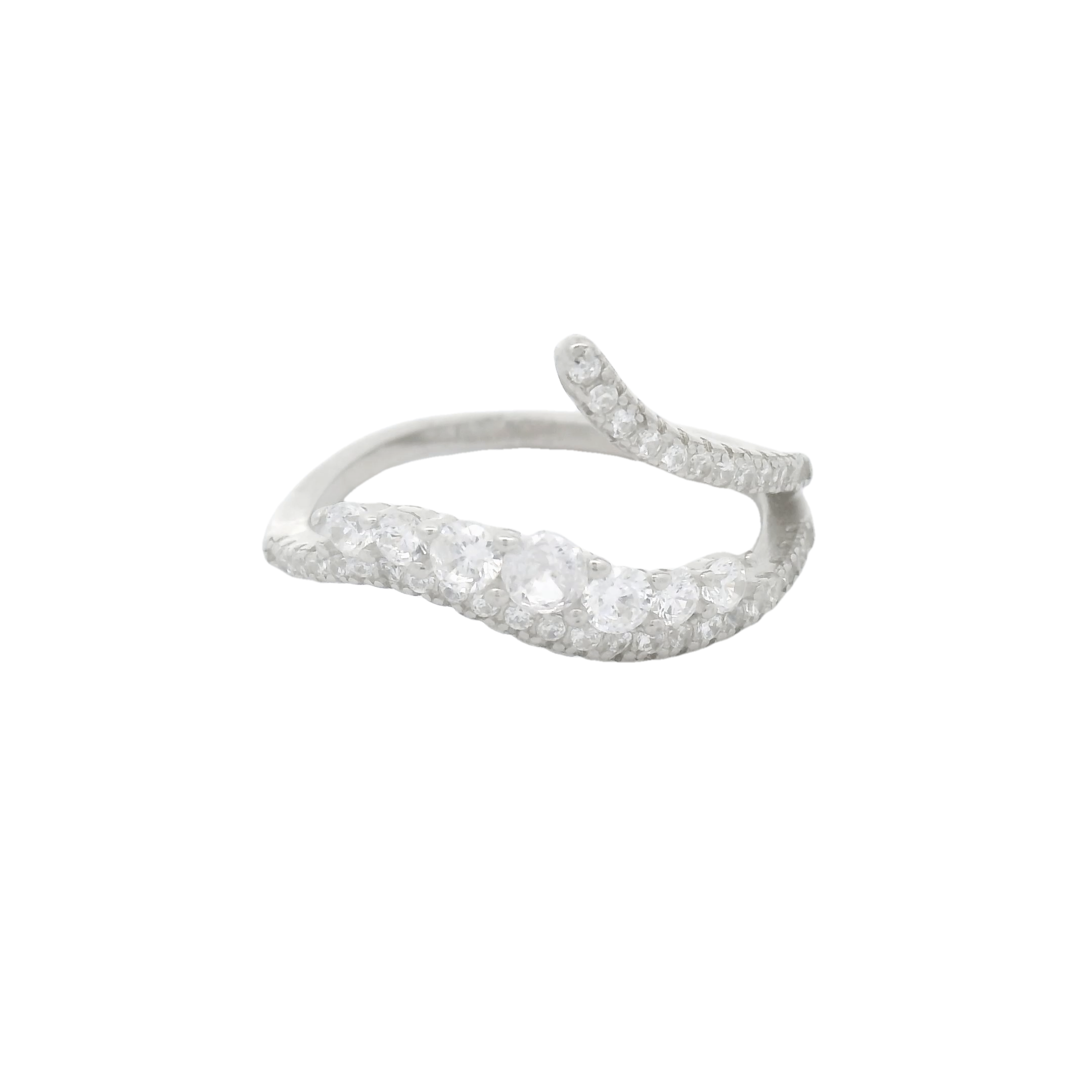 Elegant 925 Silver Twisted Diamond Ring