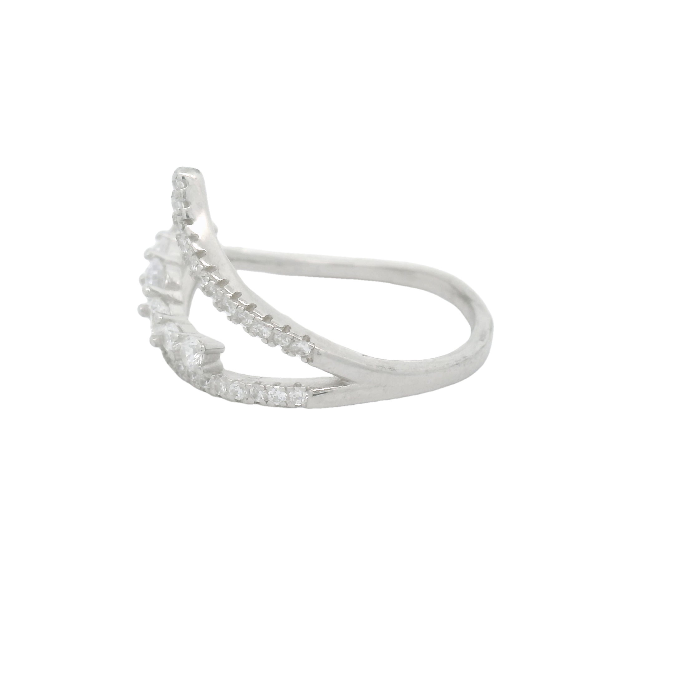Elegant 925 Silver Twisted Diamond Ring