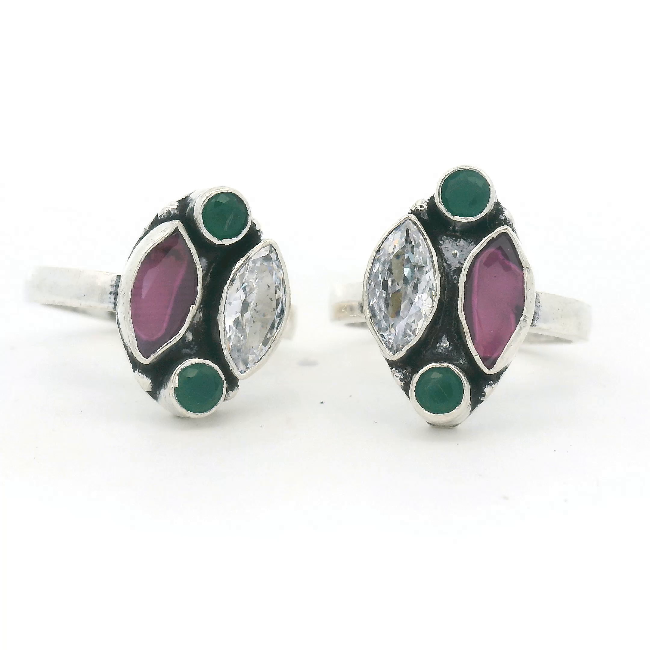Elegant Silver and Gemstone Toe Rings