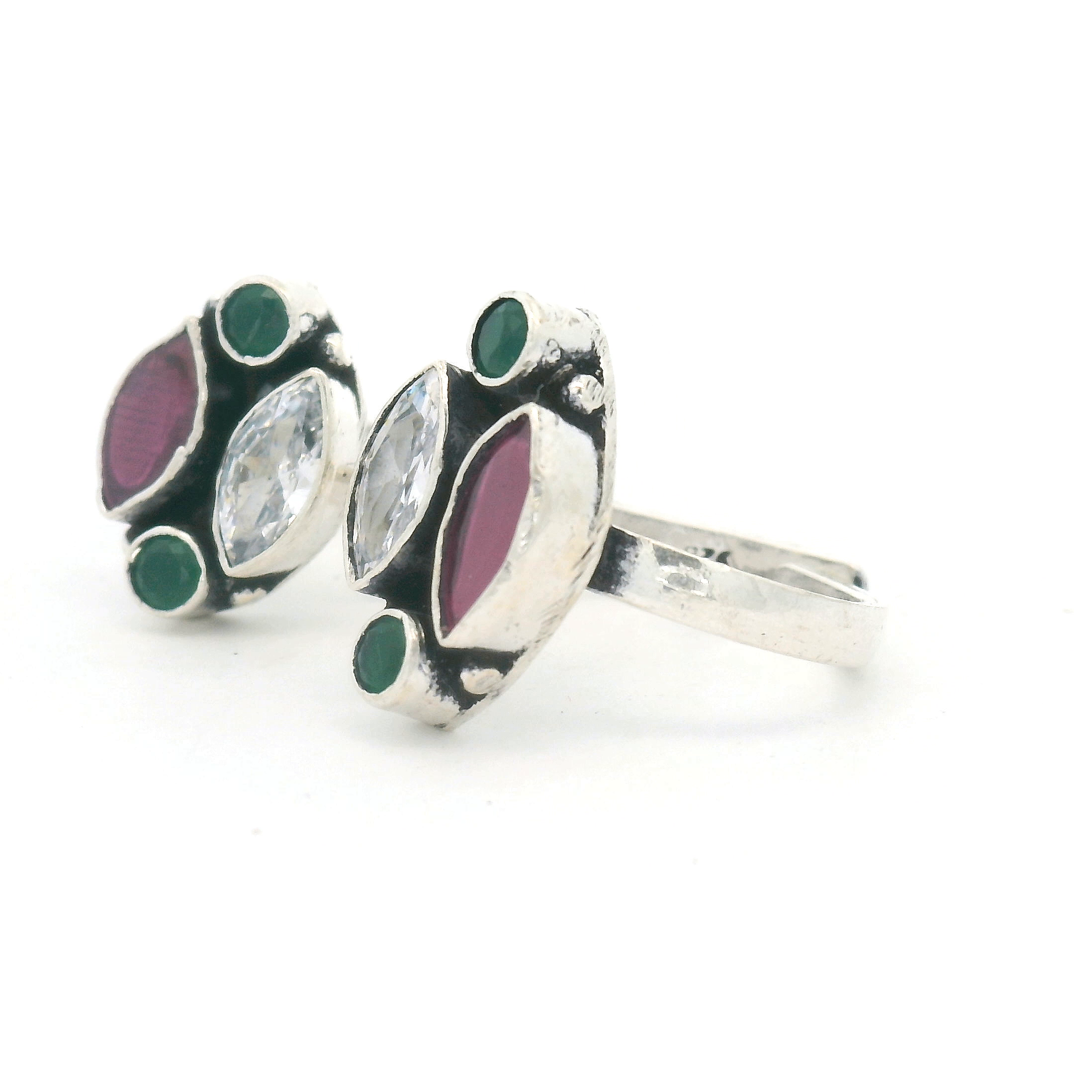 Elegant Silver and Gemstone Toe Rings