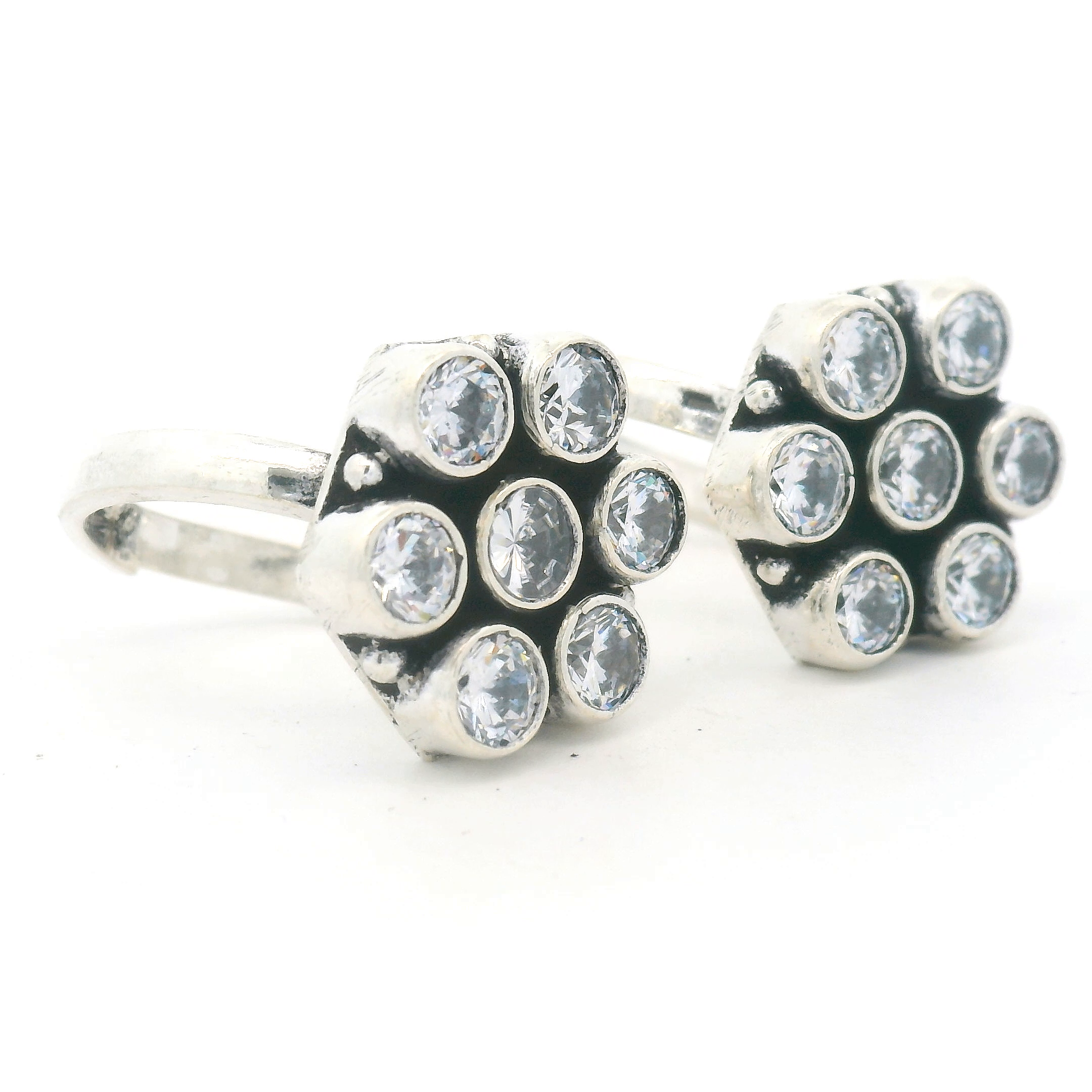 7 Gemstone Silver Toe Rings