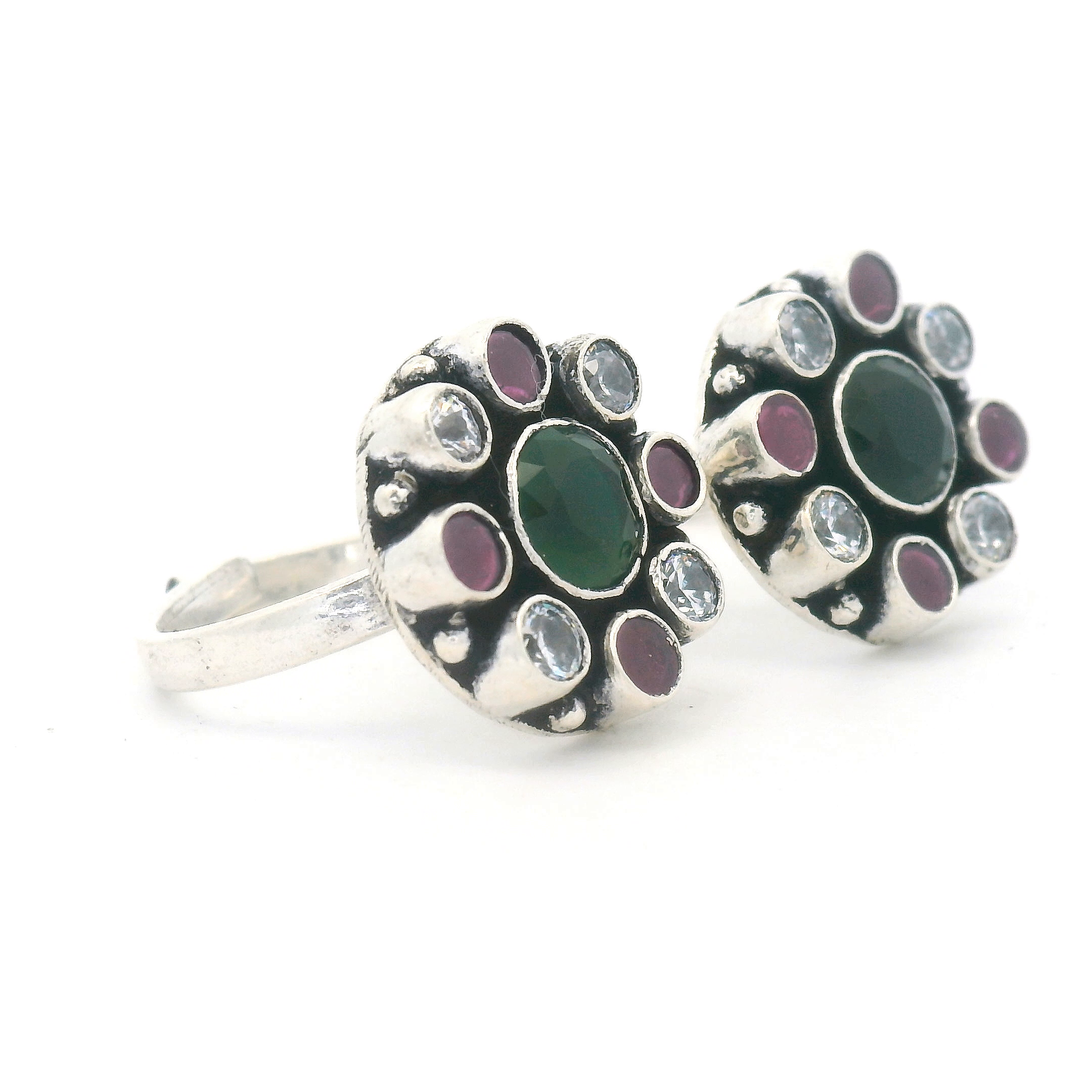 Vintage Garnet Petal Toe Ring