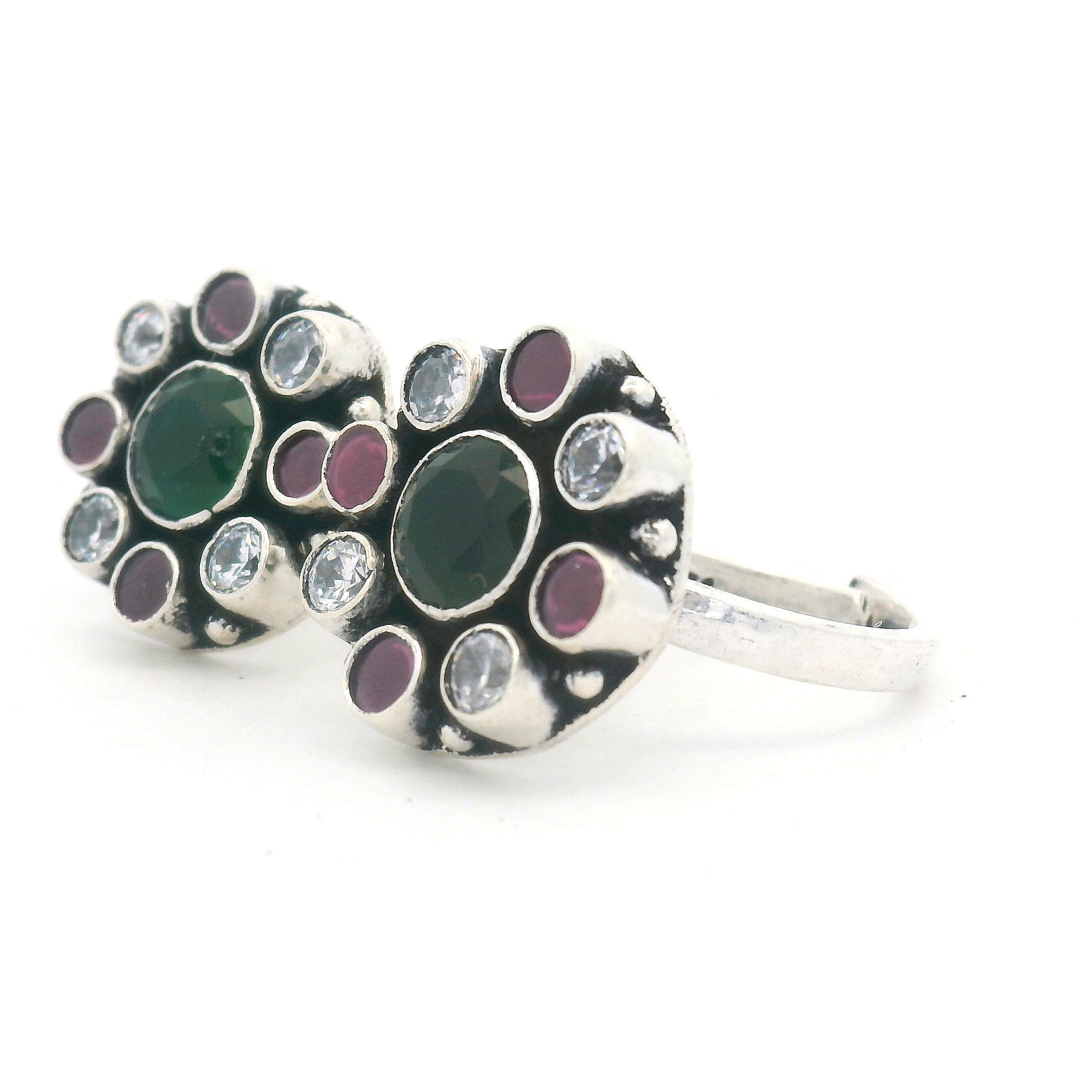 Vintage Garnet Petal Toe Ring