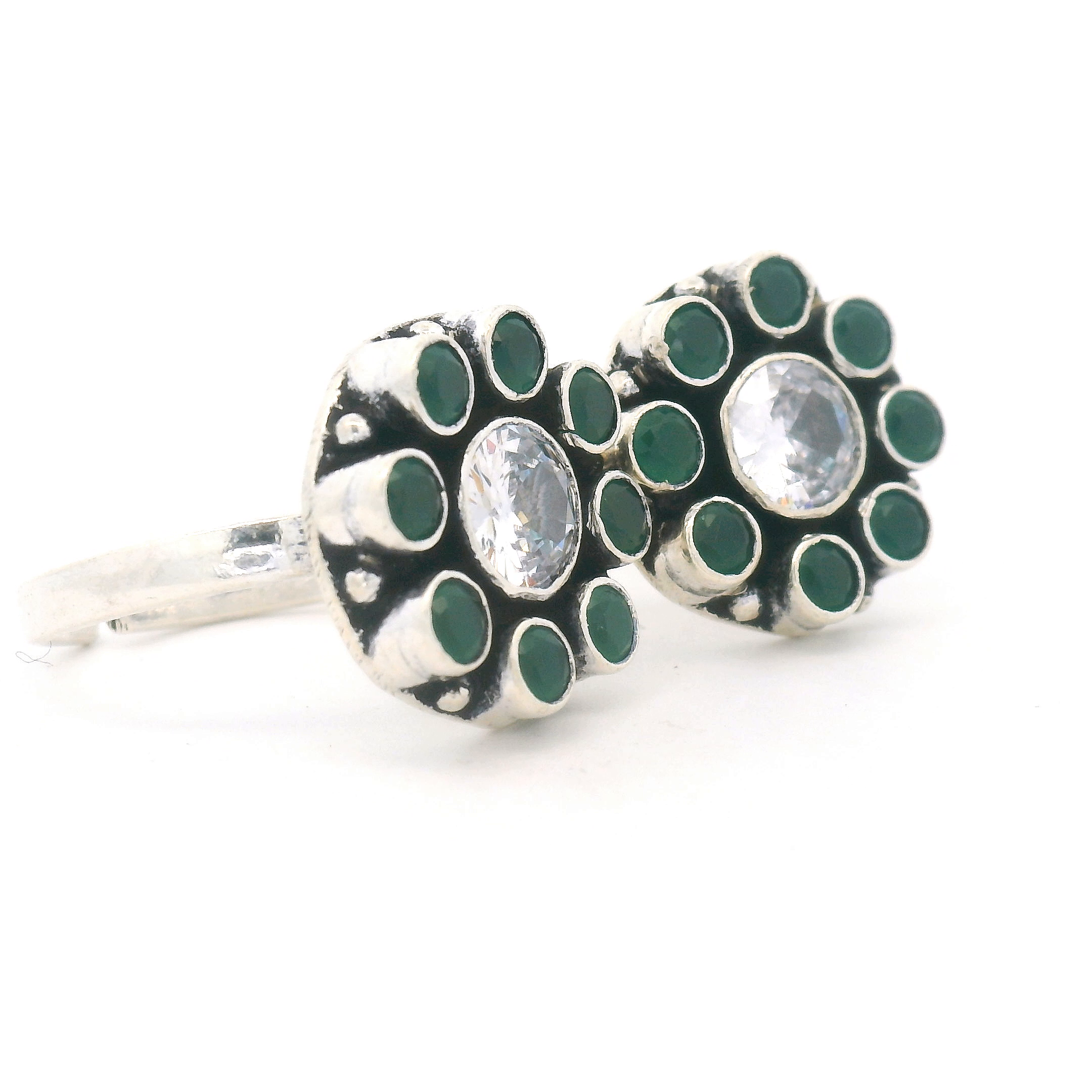 Green and Silver Toe Ring