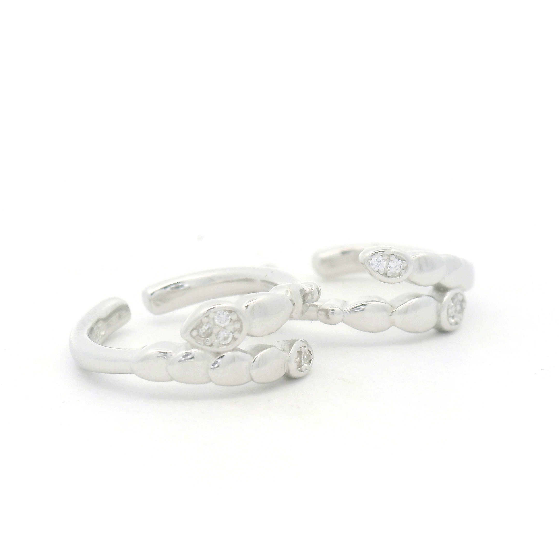 Normal Use Silver Hoop CZ Toe Rings