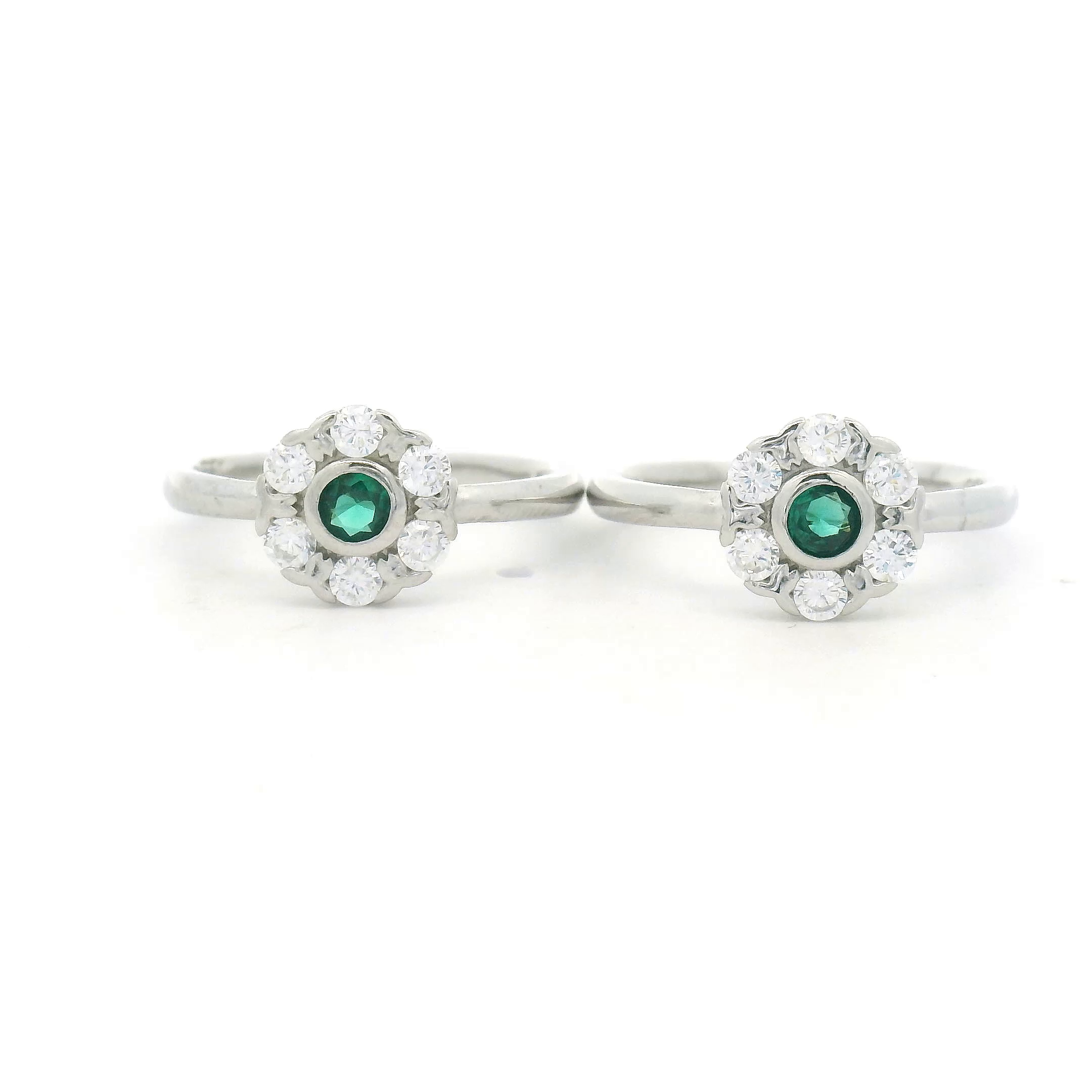 Green Stone Emerald and Diamond Toe